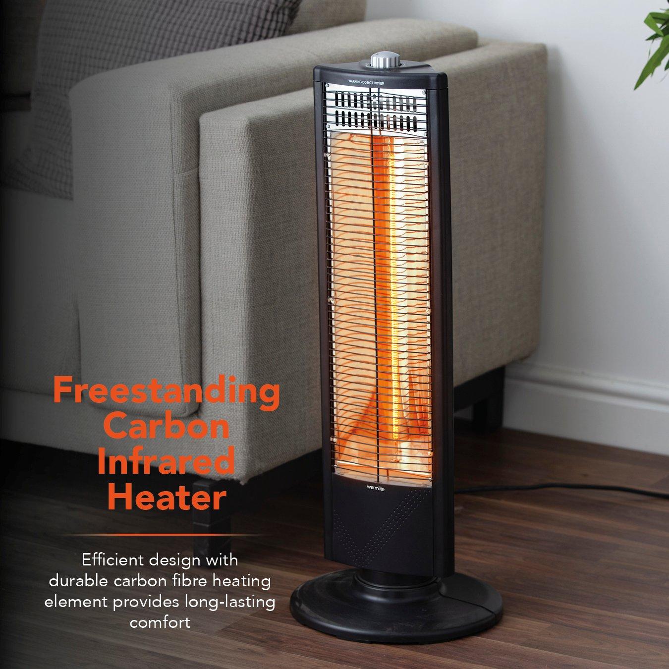 Black - Warmlite - 1KW Carbon Infrared Heater with Oscillation 2 Hea - 3