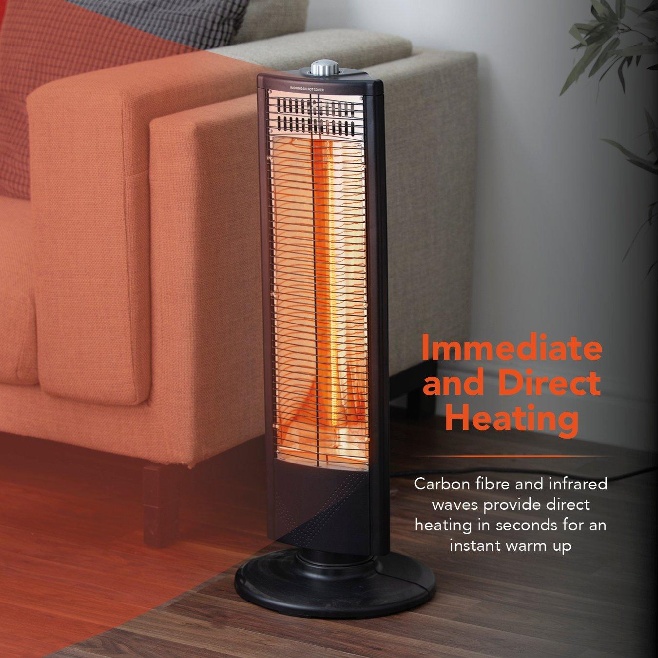 Black - Warmlite - 1KW Carbon Infrared Heater with Oscillation 2 Hea - 4