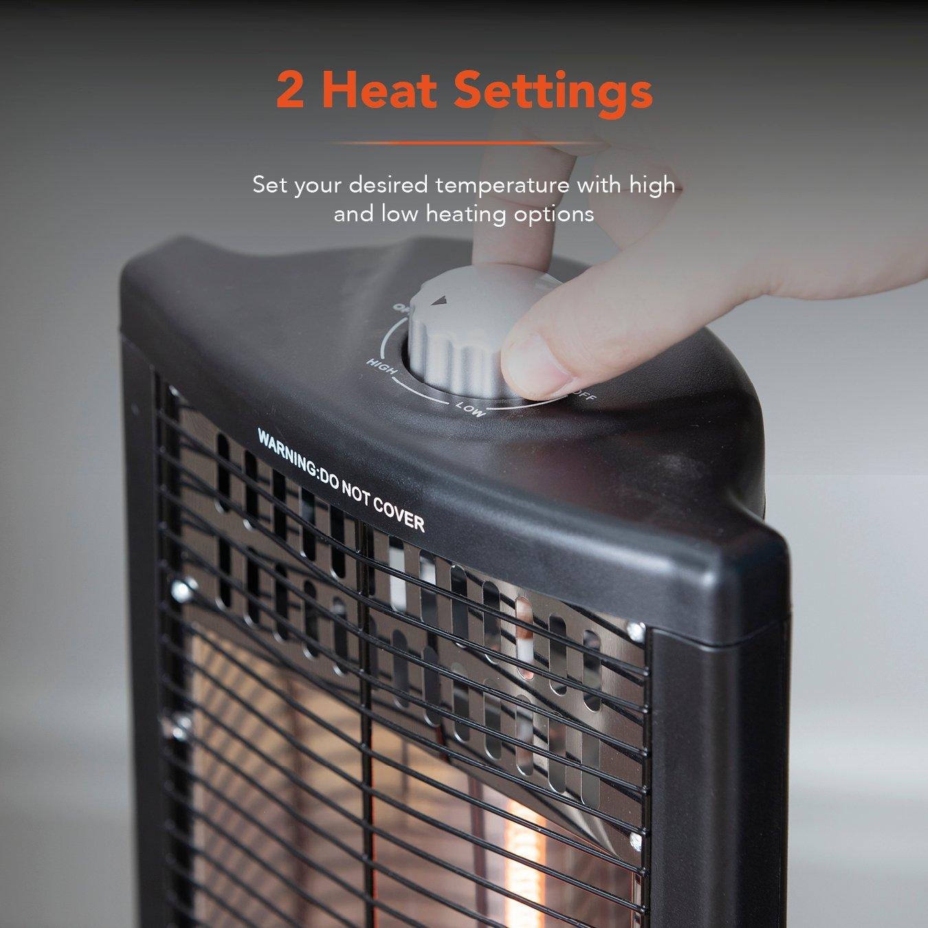 Black - Warmlite - 1KW Carbon Infrared Heater with Oscillation 2 Hea - 5