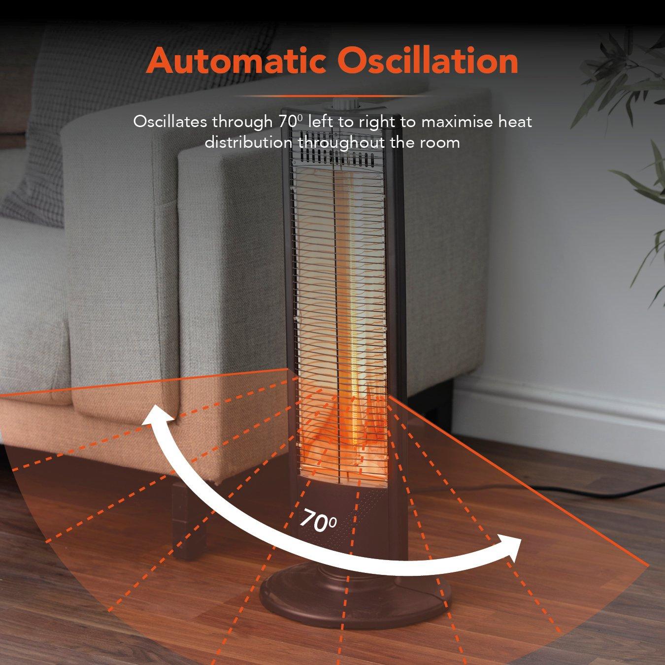 Black - Warmlite - 1KW Carbon Infrared Heater with Oscillation 2 Hea - 6