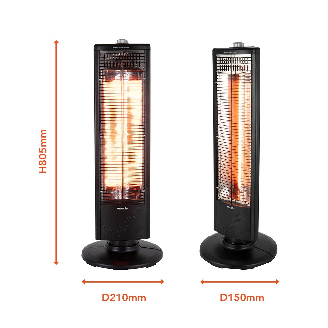 Black - Warmlite - 1KW Carbon Infrared Heater with Oscillation 2 Hea - 8