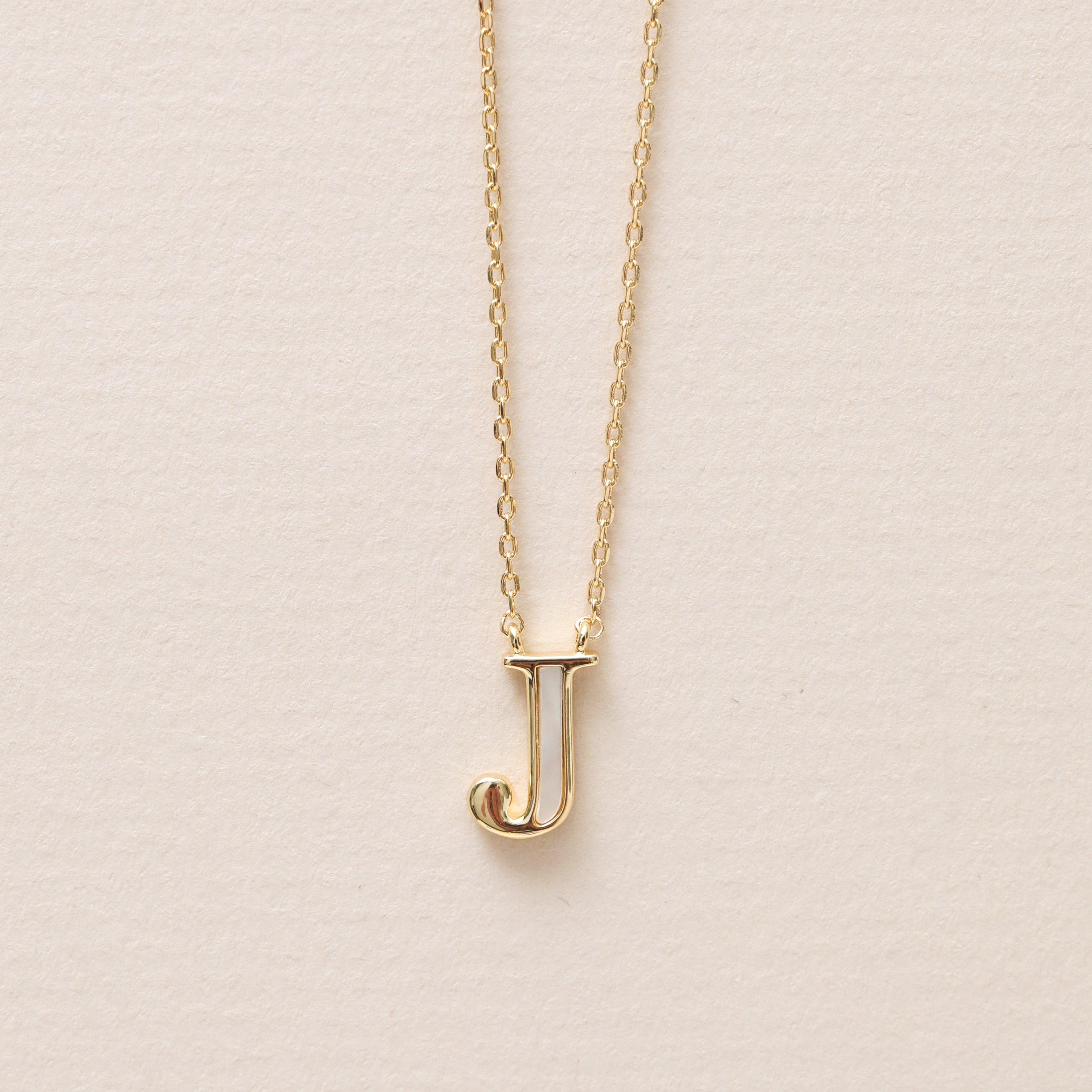 Gold - Inicio - 14K Gold Plated and Mother of Pearl Initial Pendan - 2