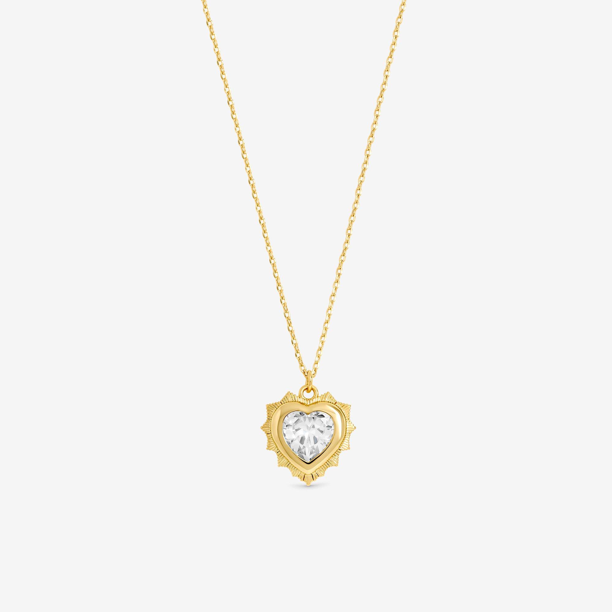 Gold - Jon Richard - 14Ct Gold Plated Heart Birthstone Pendant - April - 2