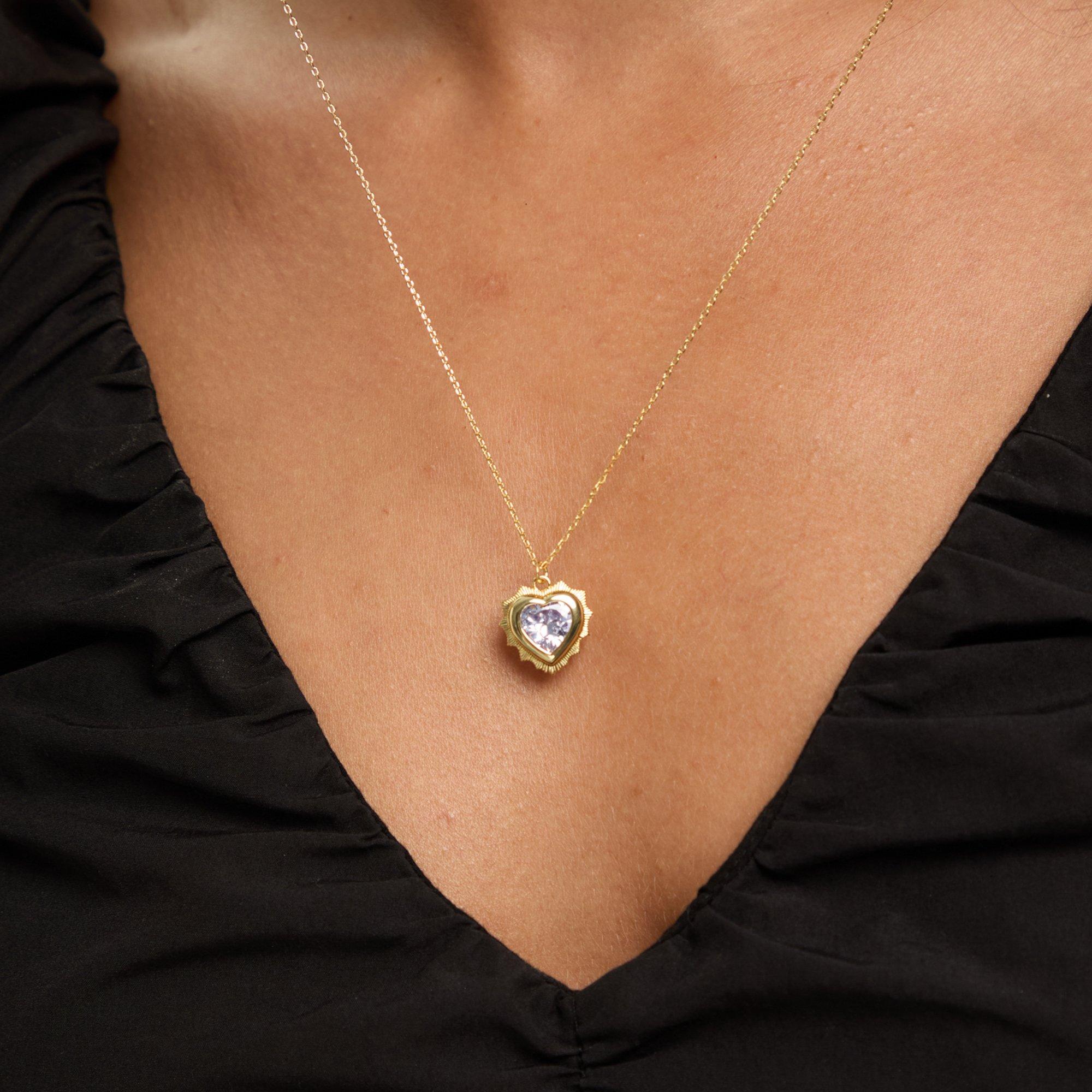 Gold - Jon Richard - 14Ct Gold Plated Heart Birthstone Pendant - April - 3