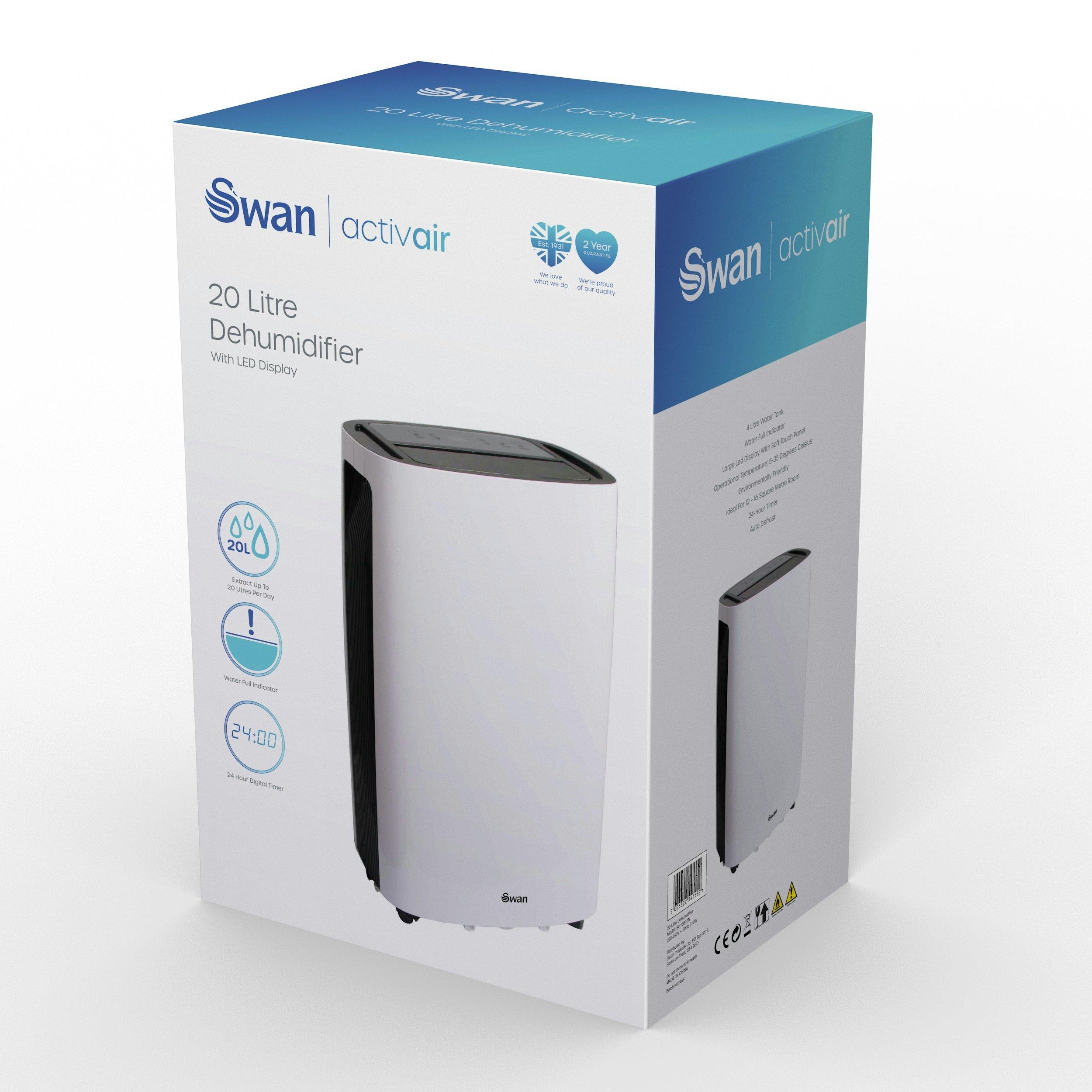 White - Swan - Swan 20 Litre Low Enery Dehumidifier - 9