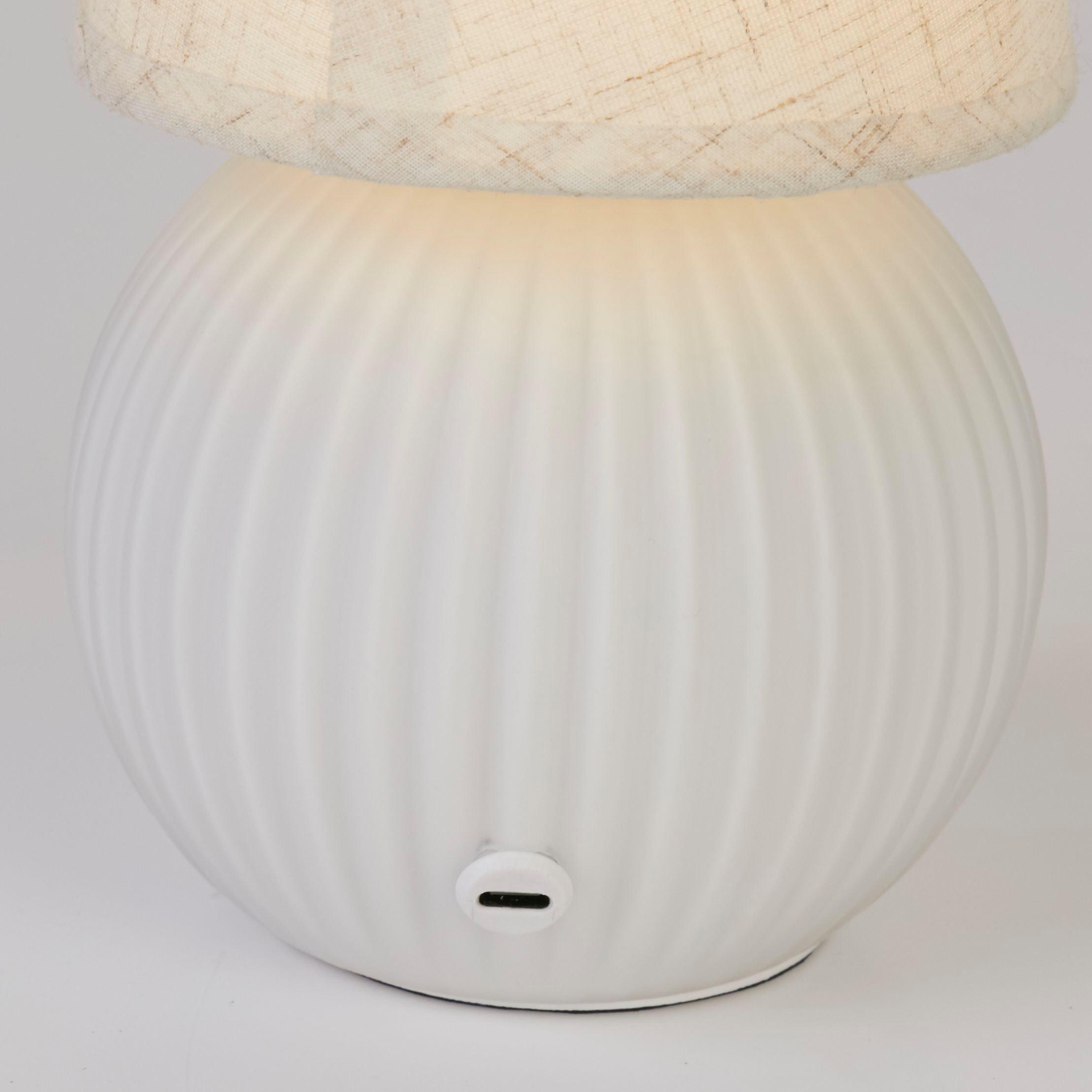 White And Gold - Lighting Collection - Rechragable Ribbed White Glass Table Lamp - 3