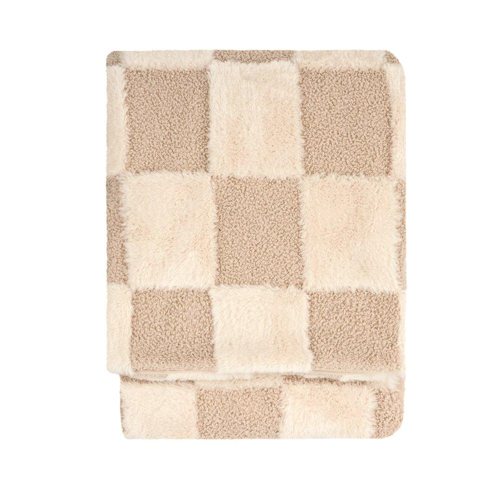 Natural - Furn - Fur Boucle Check Throw - 1