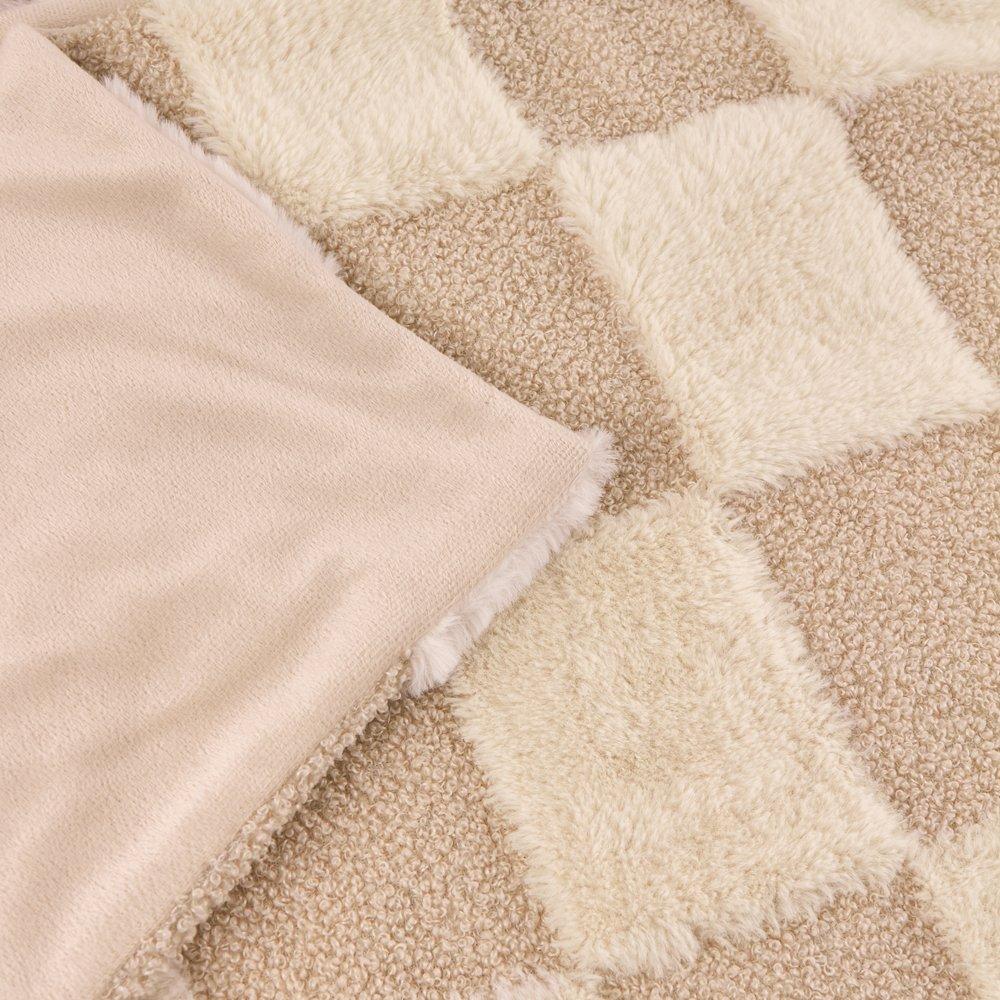 Natural - Furn - Fur Boucle Check Throw - 2