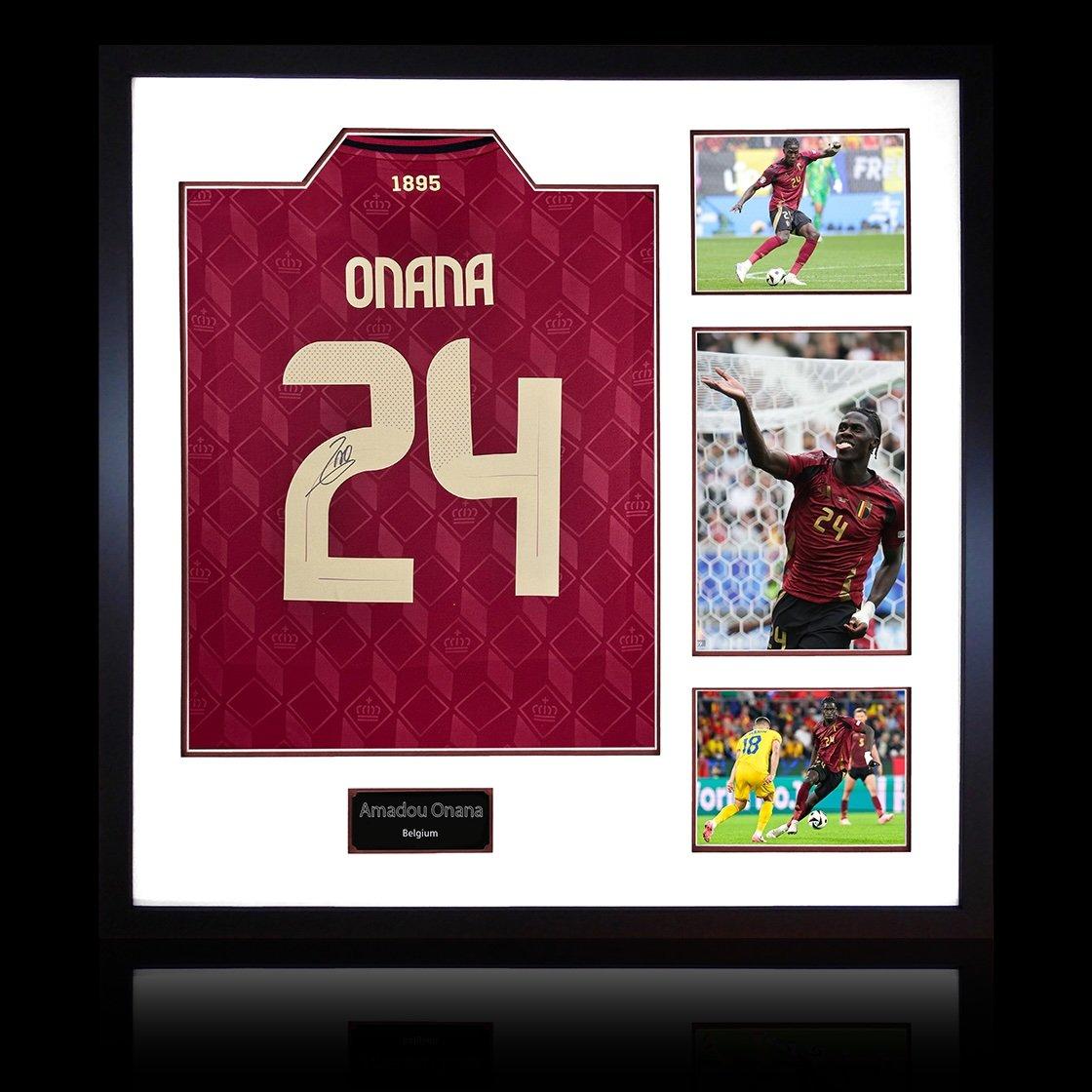 Red - The Fan Cave - Amadou Onana Signed Belgium Shirt Elite Frame - 1