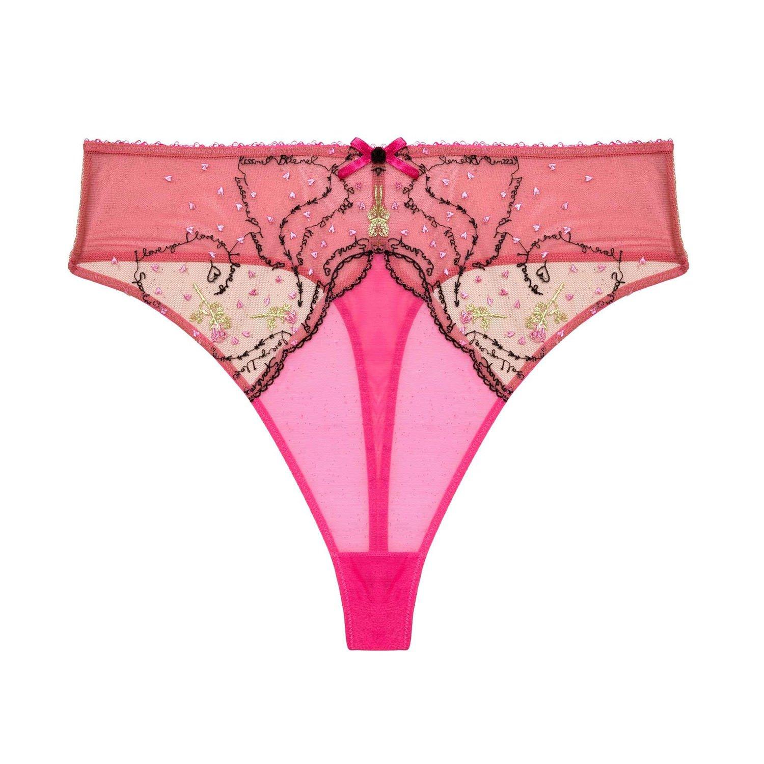 Pink - Playful Promises - Spank Me Pink & Nude Custom Embroidery High Waist - 3