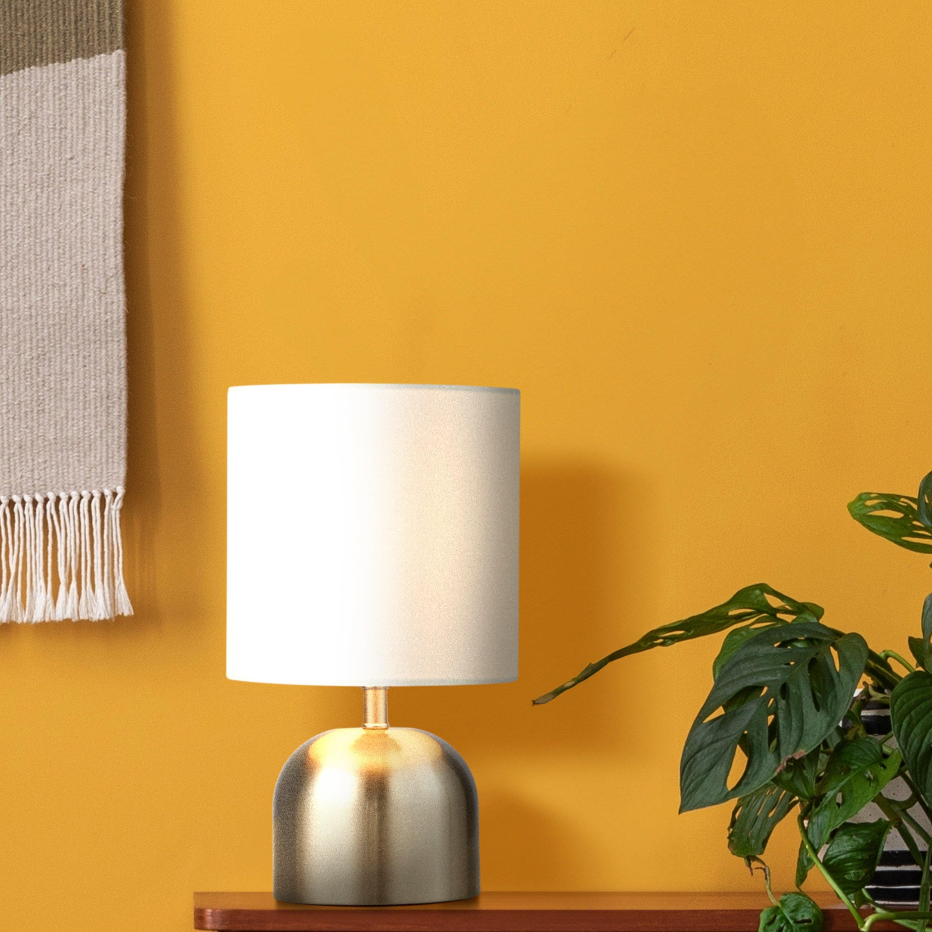 Lighting Collection  Touch Lamp - Satin Silver & White Shade - Satin Nickel