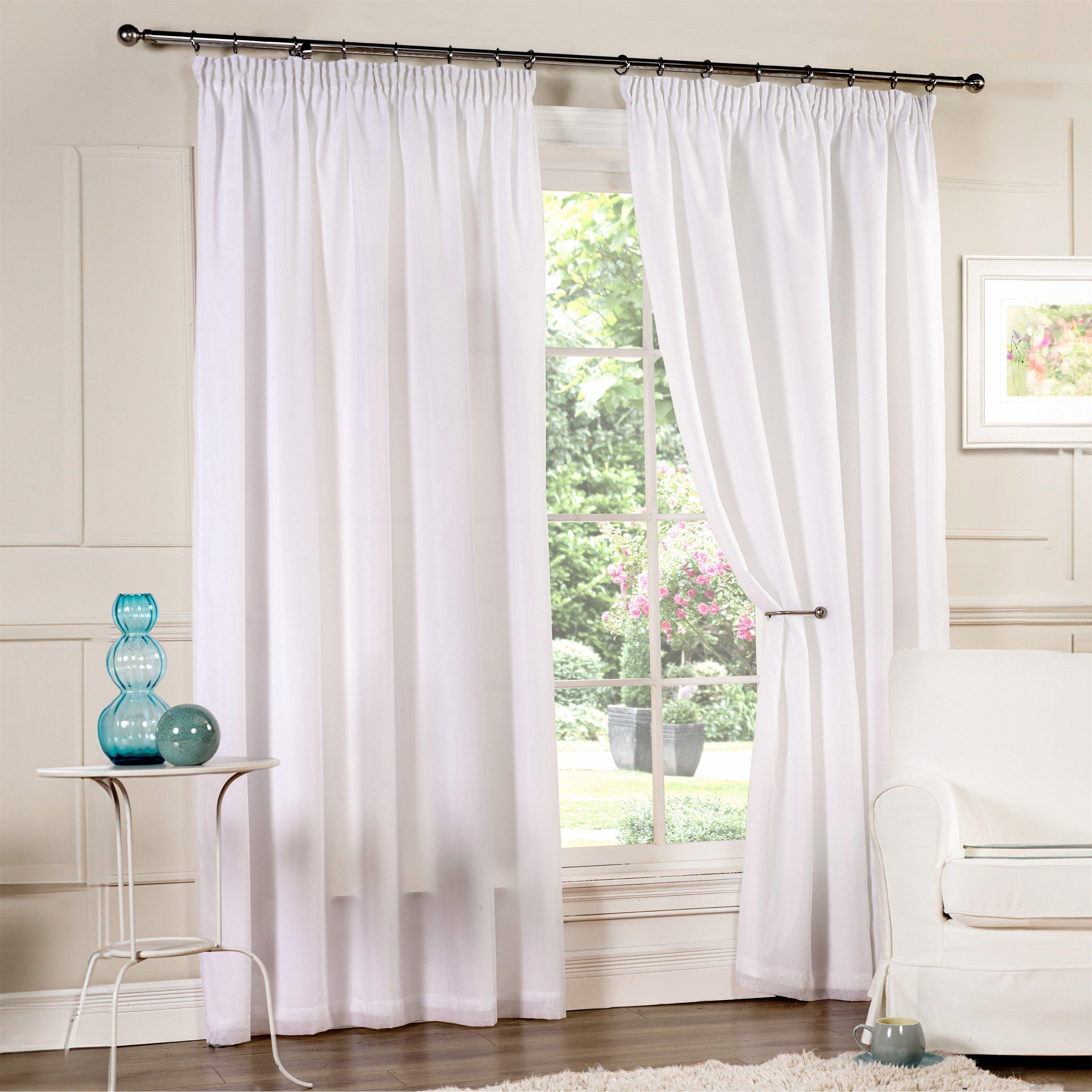 White - Emma Barclay - Lined Voile Sheer Pencil Pleat Curtains Aalia - 2