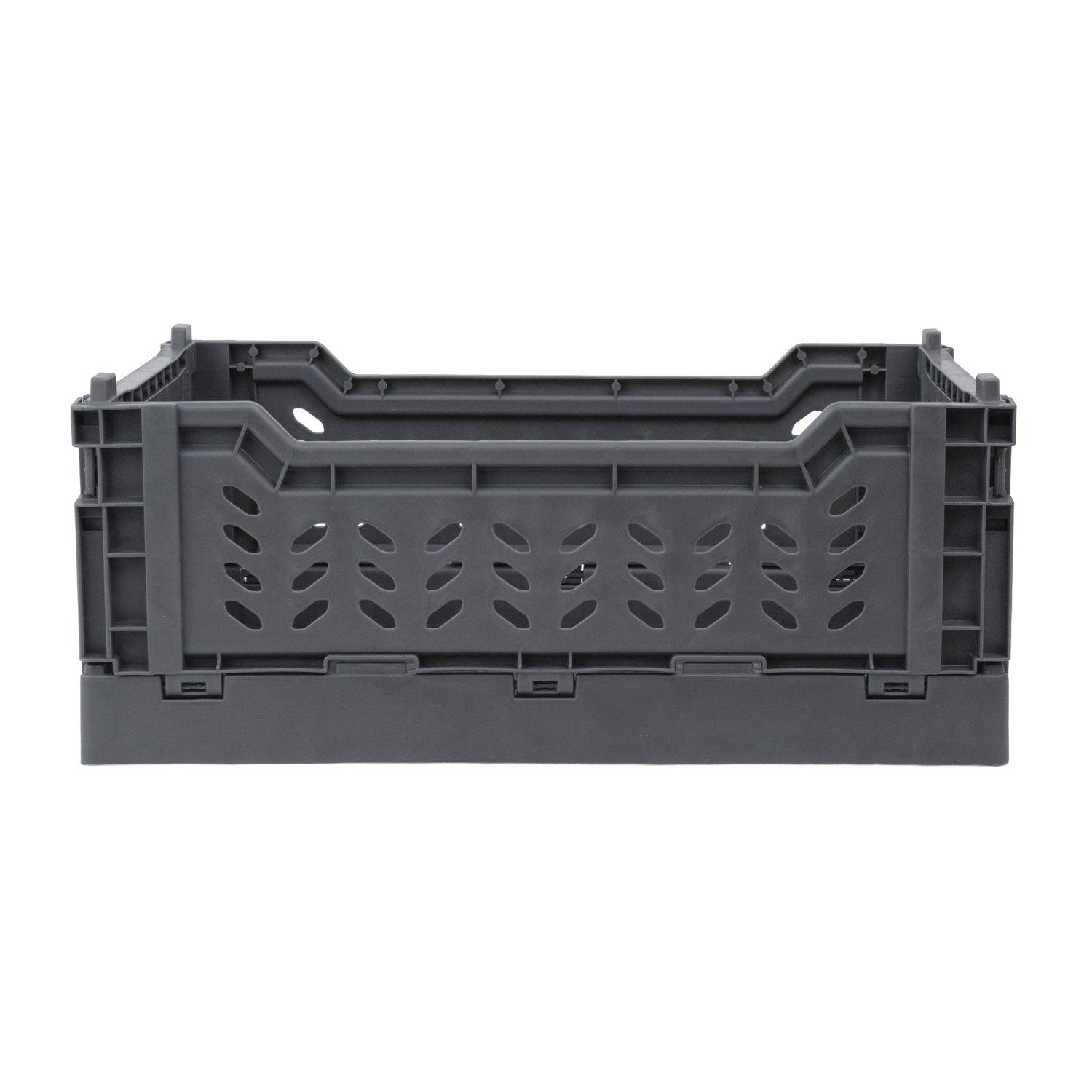 Grey - JVL - JVL STACKIT Set of 2 Foldable Storage Crate - 3
