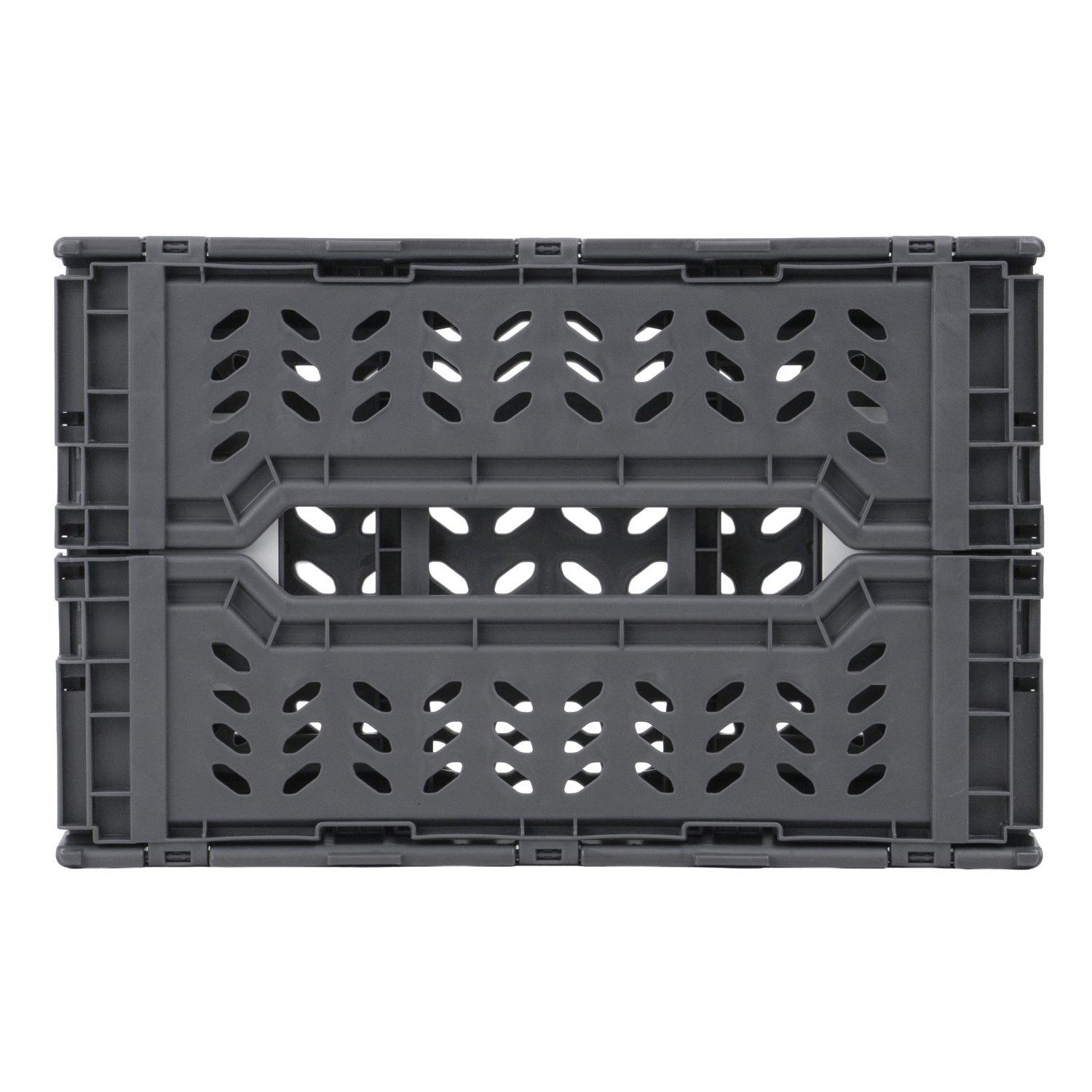 Grey - JVL - JVL STACKIT Set of 2 Foldable Storage Crate - 4