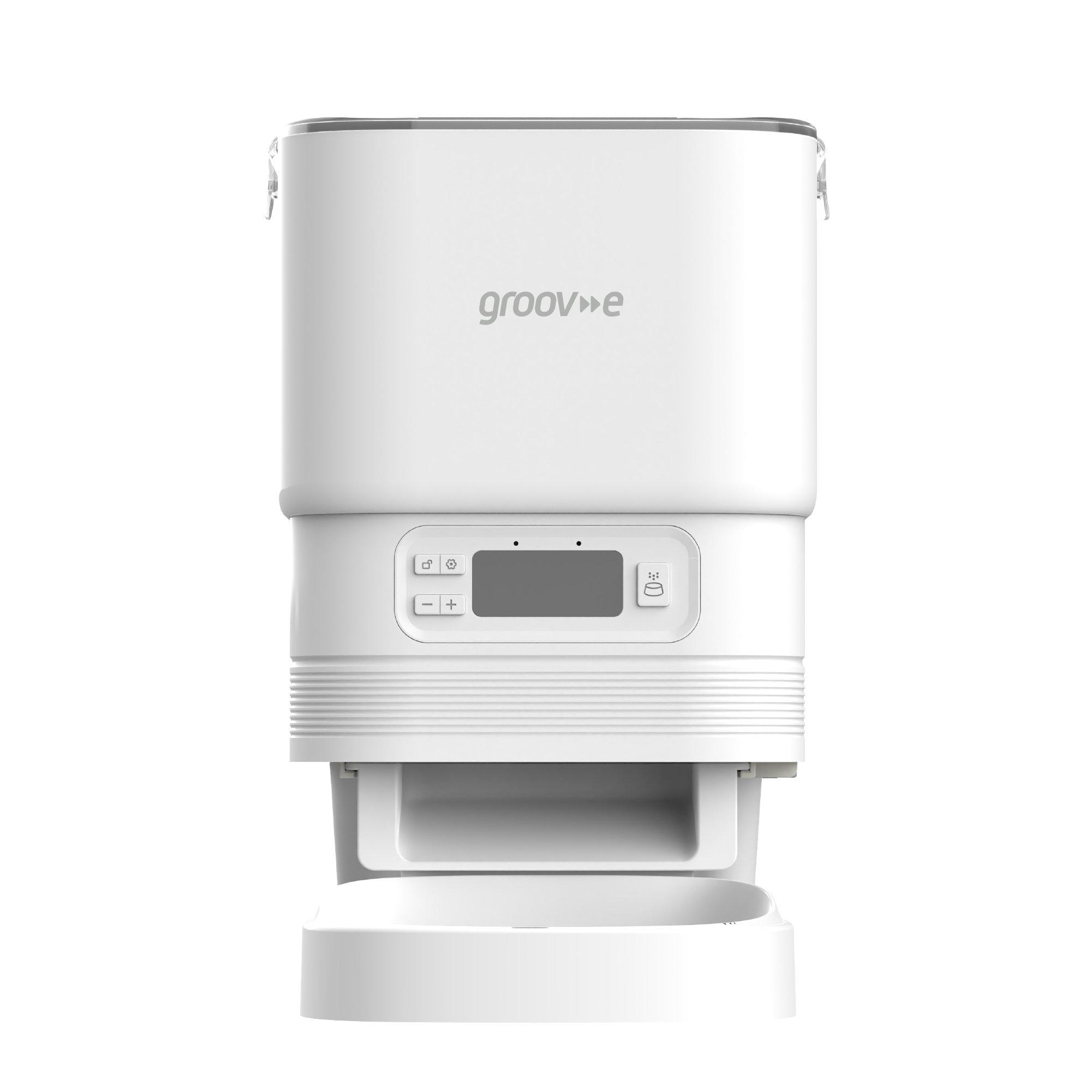 White - Groov-e - Pet-Tech Automatic Pet Feeder - White - 2