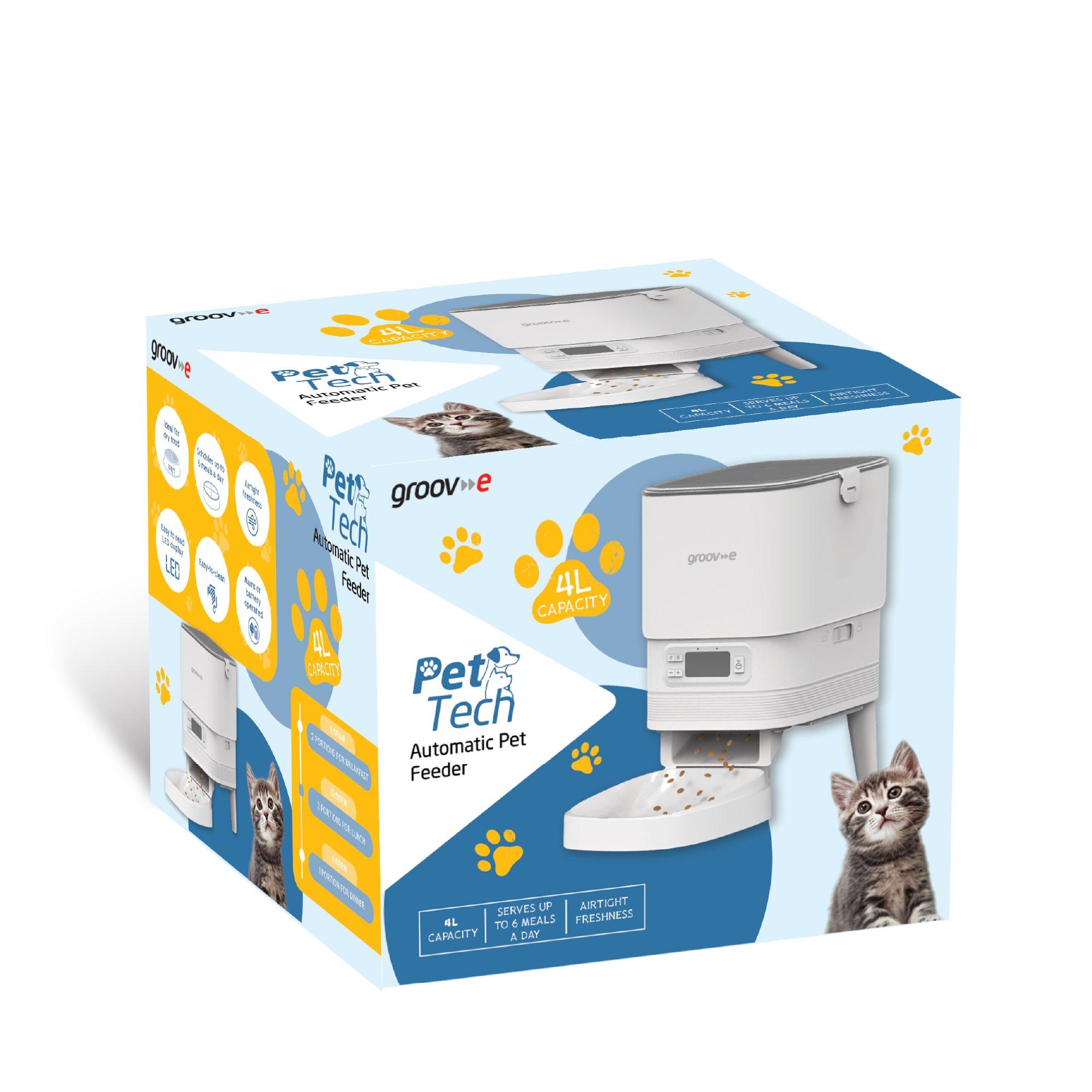 White - Groov-e - Pet-Tech Automatic Pet Feeder - White - 3