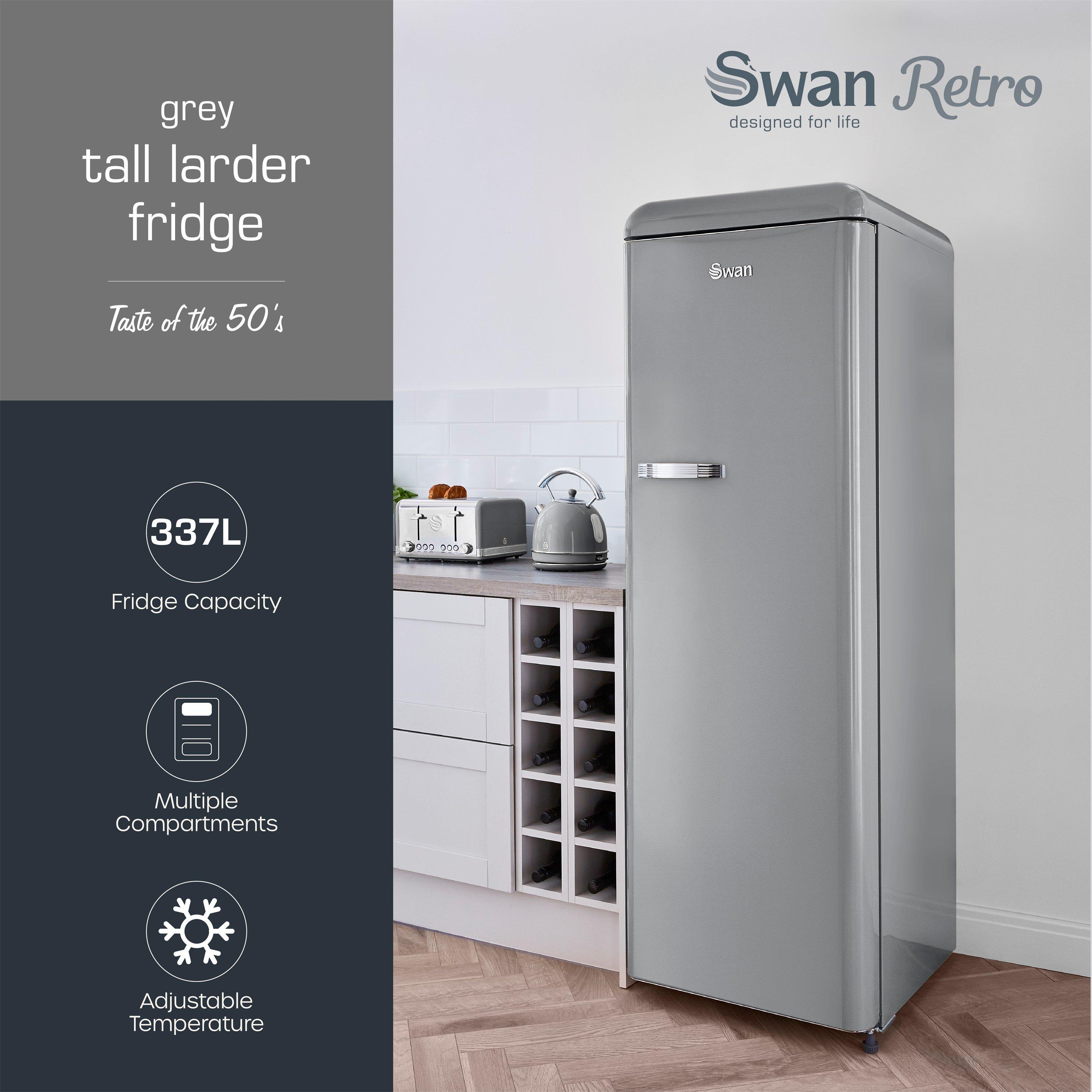 Grey - Swan - Retro Tall Fridge Grey - 2