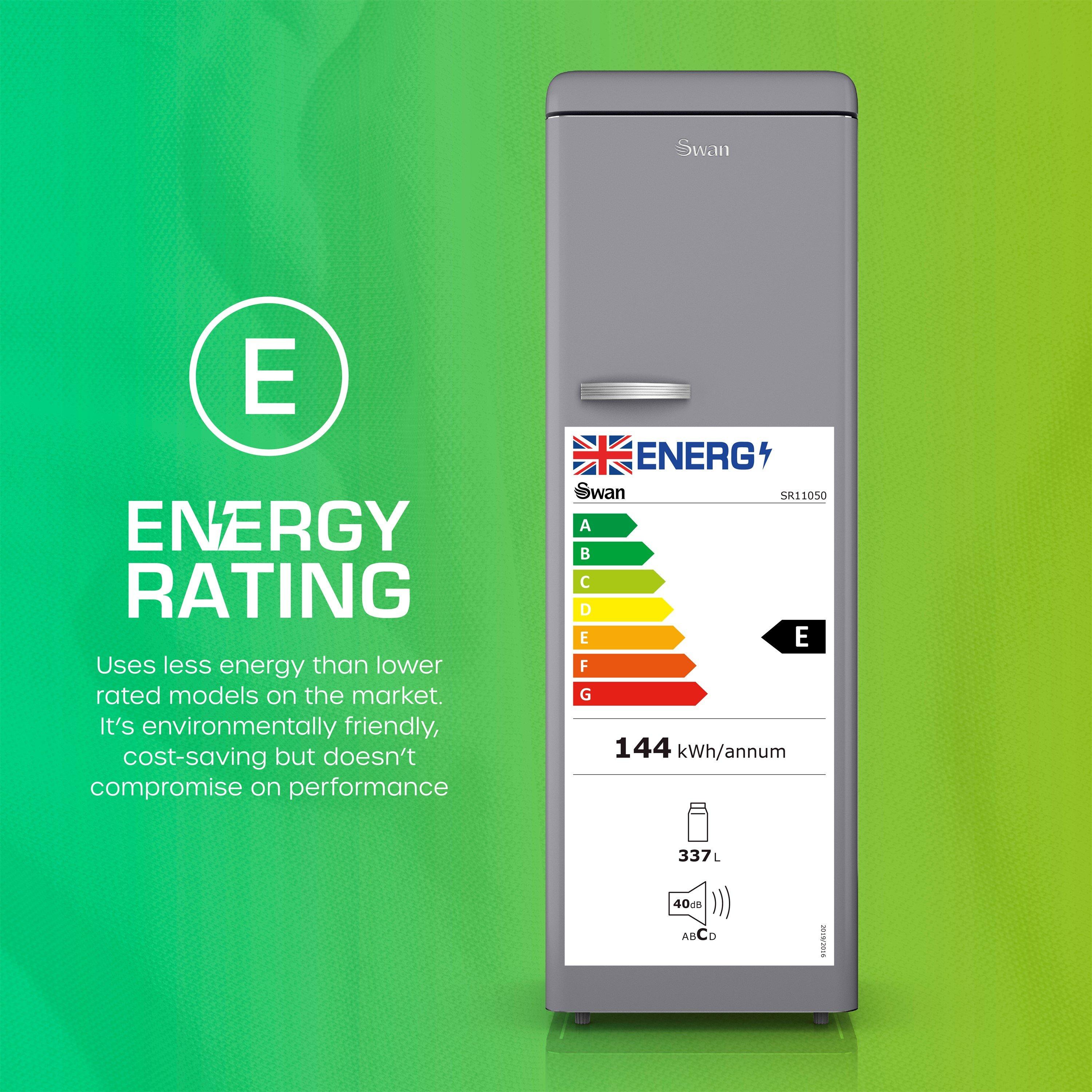 Grey - Swan - Retro Tall Fridge Grey - 8