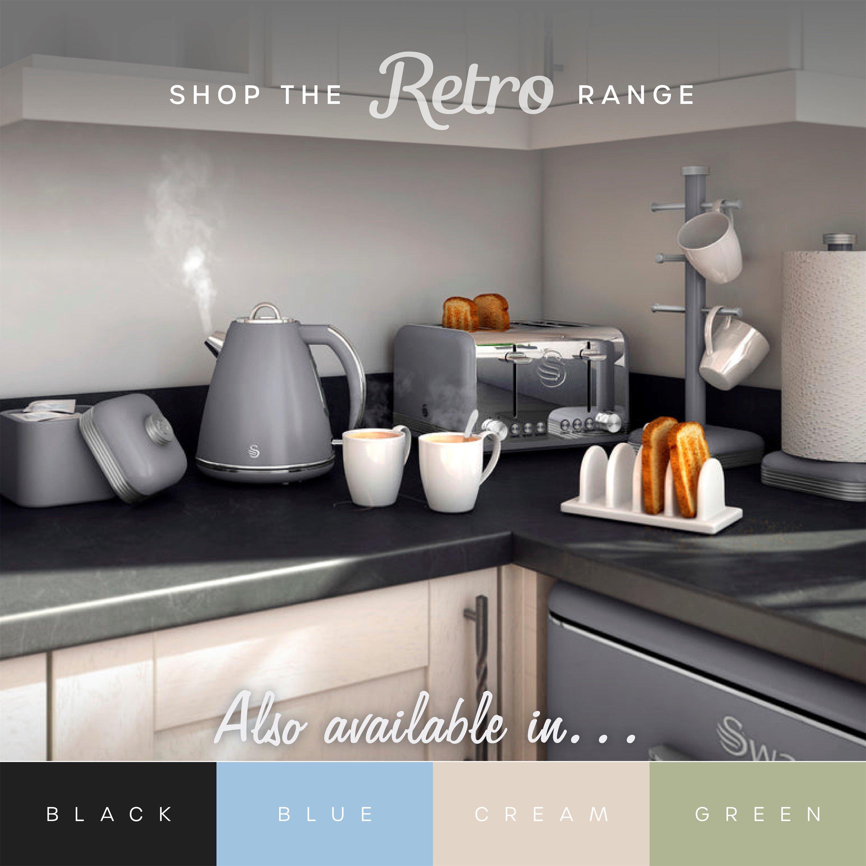 Grey - Swan - Retro Tall Fridge Grey - 9