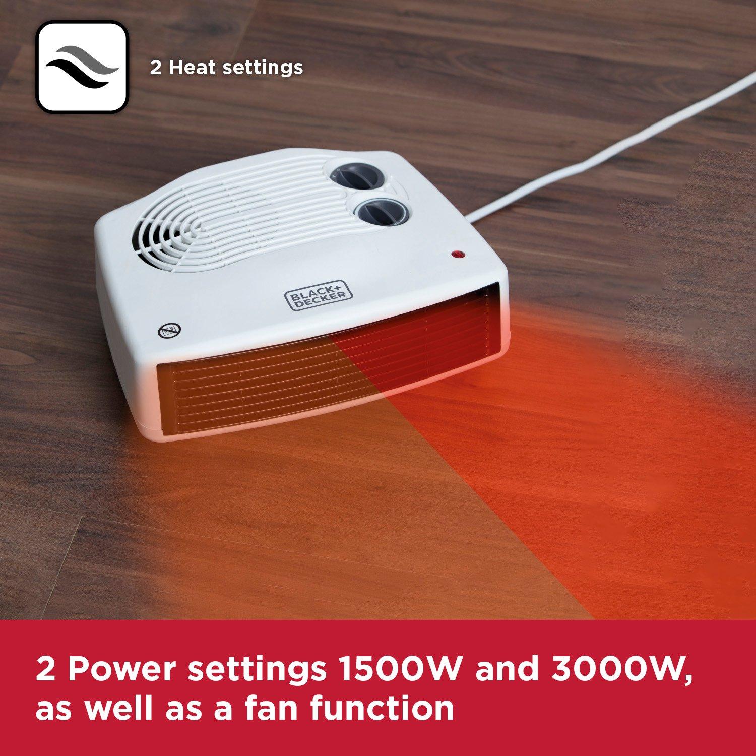 White - Black and Decker - Fan Heater with Climate Control 3kW White - 4