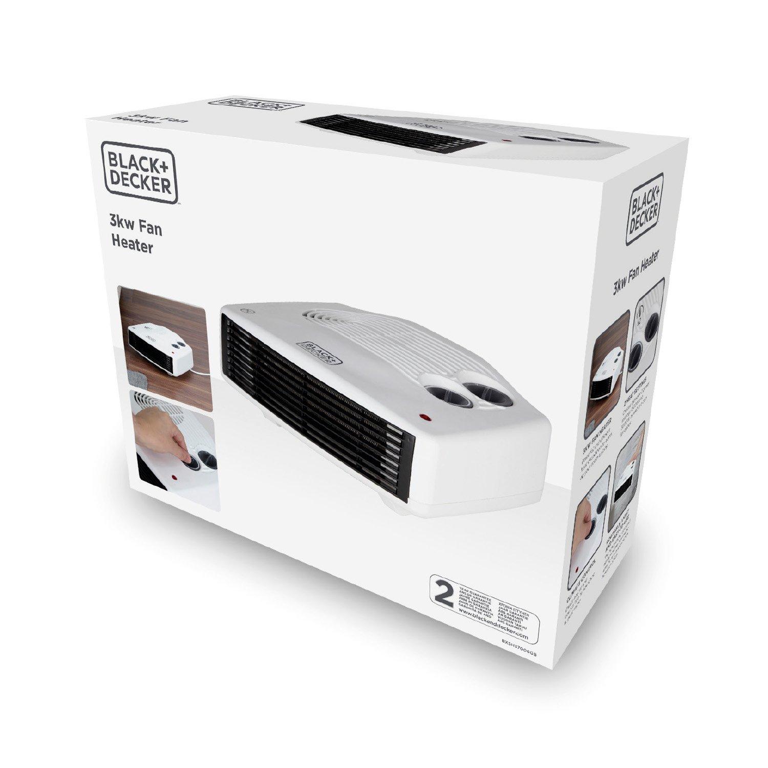 White - Black and Decker - Fan Heater with Climate Control 3kW White - 9