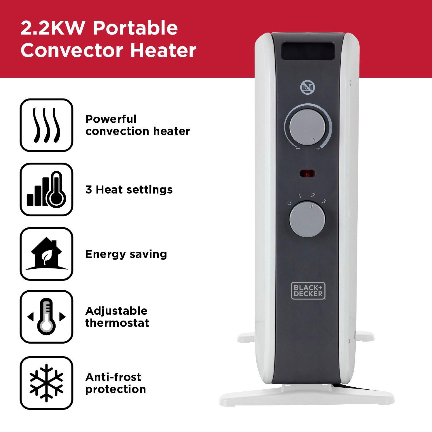 White - Warmlite - 2.2KW Portable Convector Heater Anti-Frost Protec - 2