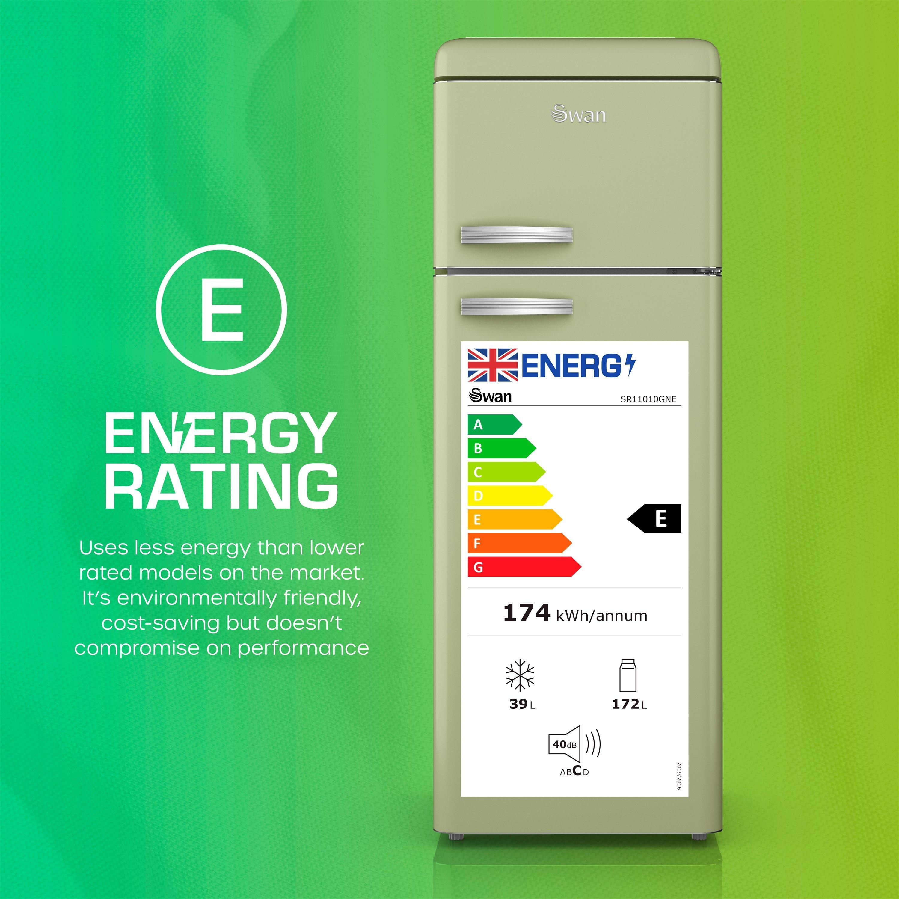 Green - Swan - Top Mounted Fridge Freezer - 8