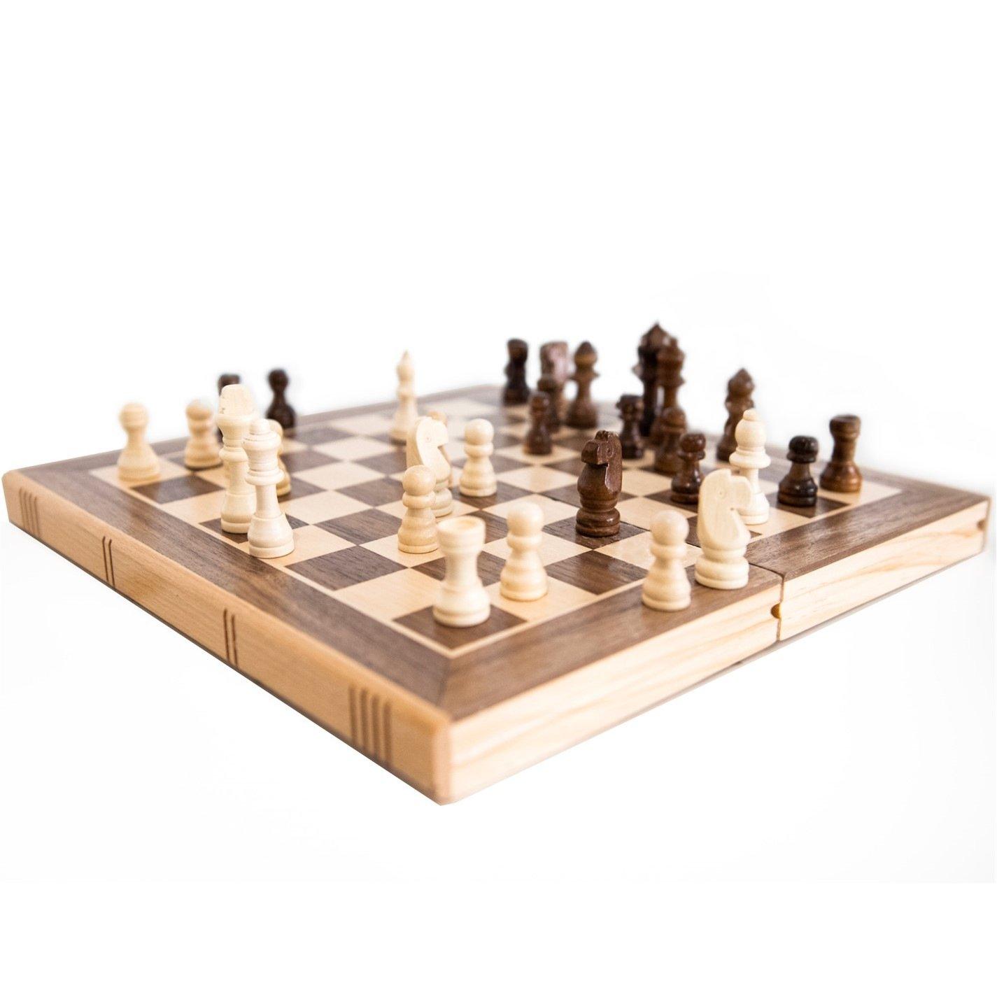 Planet Direct  Kids M.y Premium 12 Inch Wooden Chess Set - Brown & Black - Medium