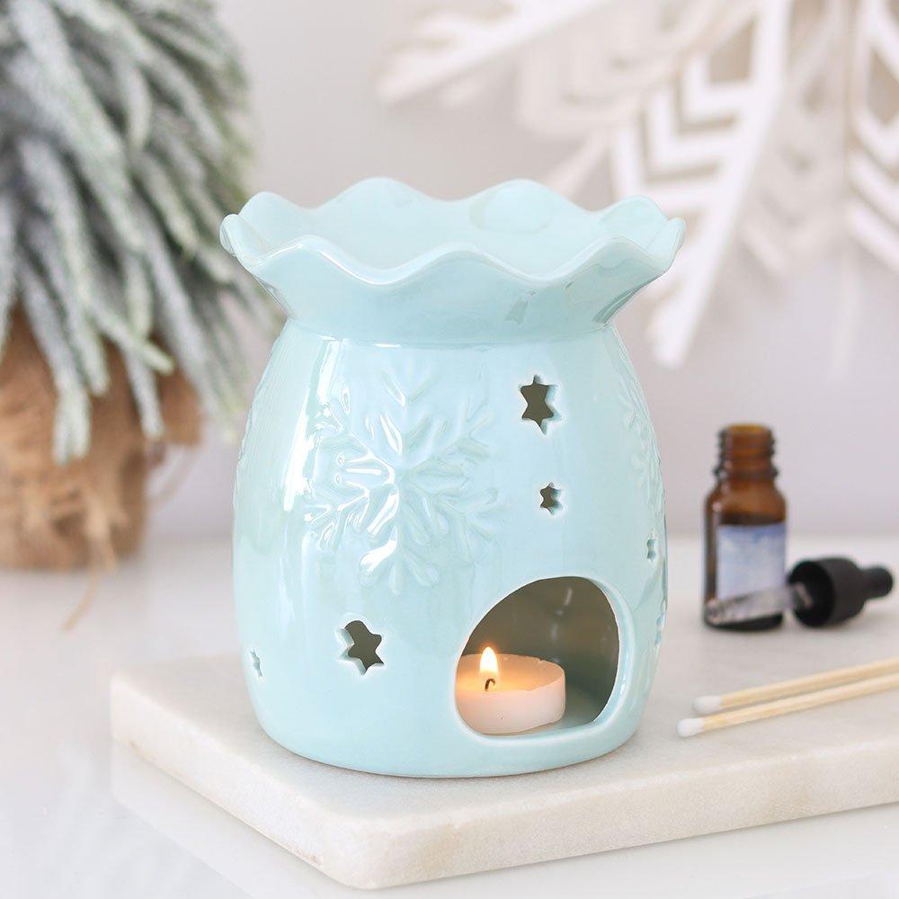 White - Something Different - Iridescent Blue Snowflake Oil Burner and Wax Warme - 1
