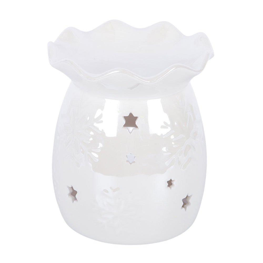 White - Something Different - Iridescent White Snowflake Oil Burner and Wax Warm - 2