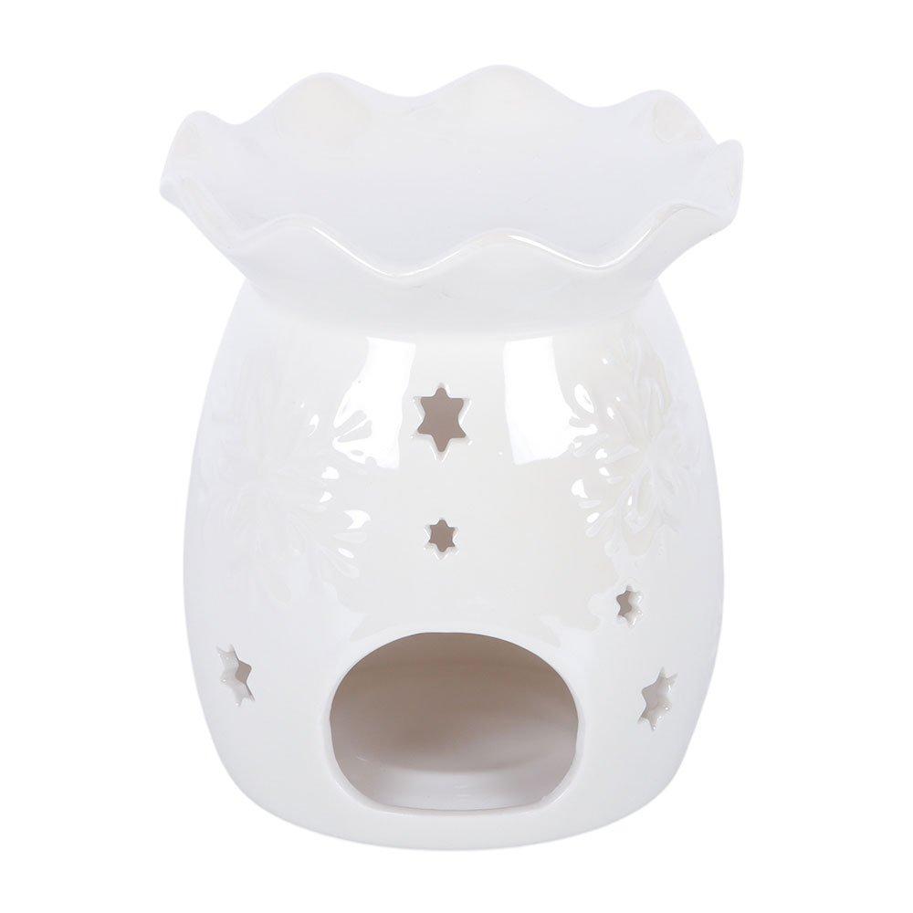 White - Something Different - Iridescent White Snowflake Oil Burner and Wax Warm - 4
