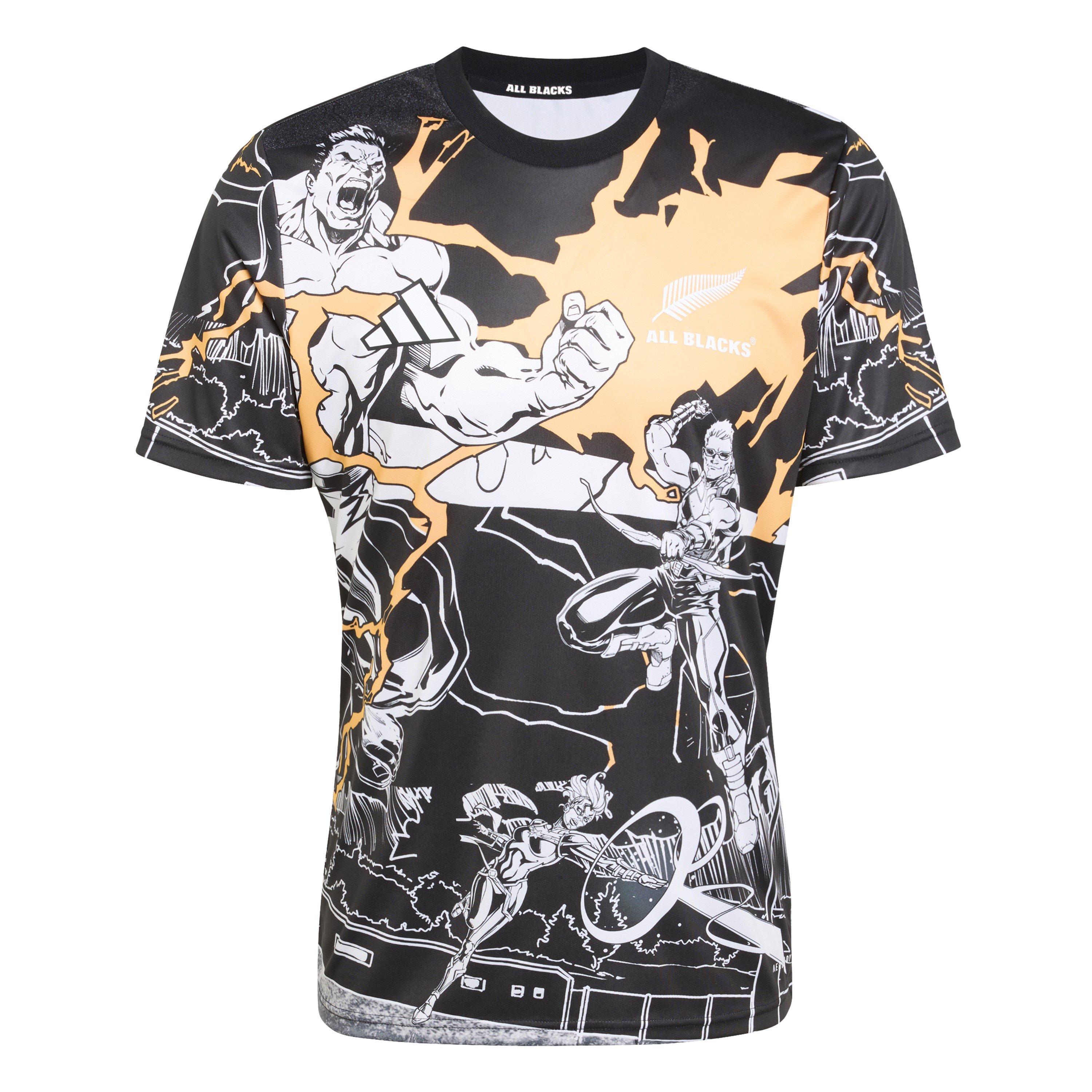 adidas All Black Marvel Captians Shirt 2025 Adults | Sports Direct