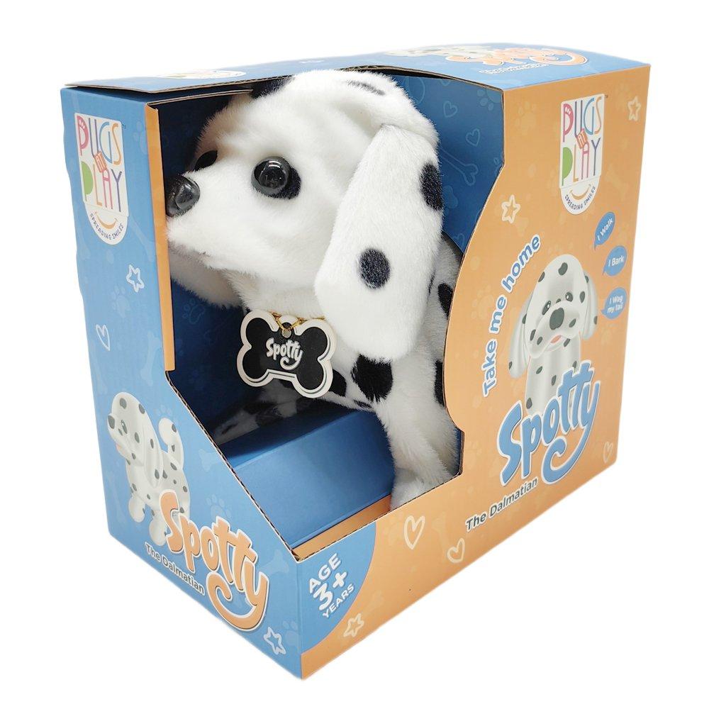 Multi - Pugs at Play - Spotty Interactive Walking Dog Plush Toy - 7