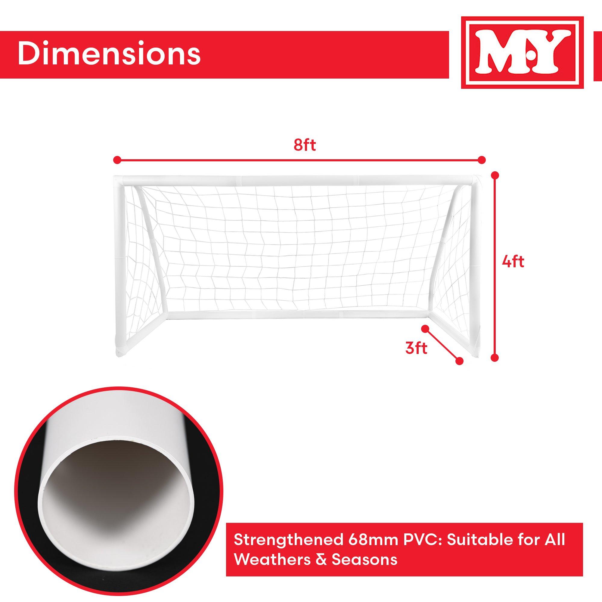 White - Planet Direct - M.Y Kids Football Goal 8ft x 4ft - 3