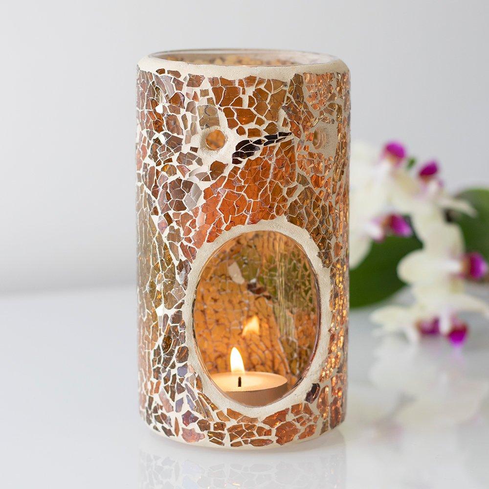 Brown - Something Different - Pillar Brown Crackle Oil Burner - 1