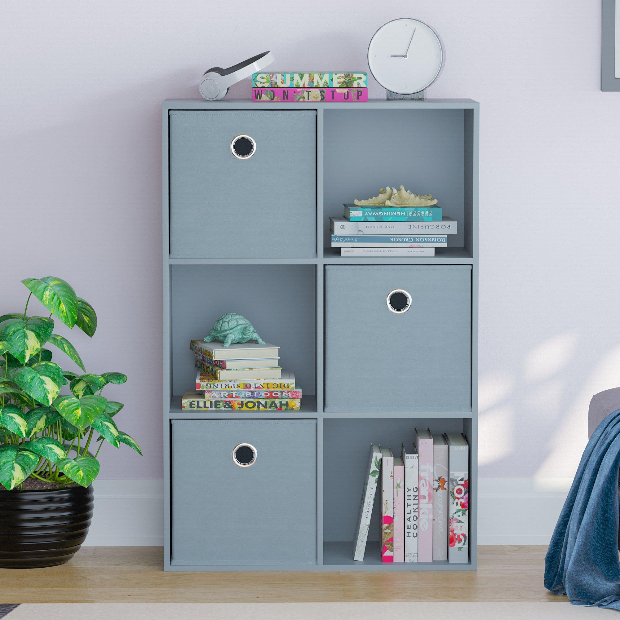 Grey - Lassic - 2x3 Cube Storage Unit (G) + Set of 3 Storage Cubes - 3