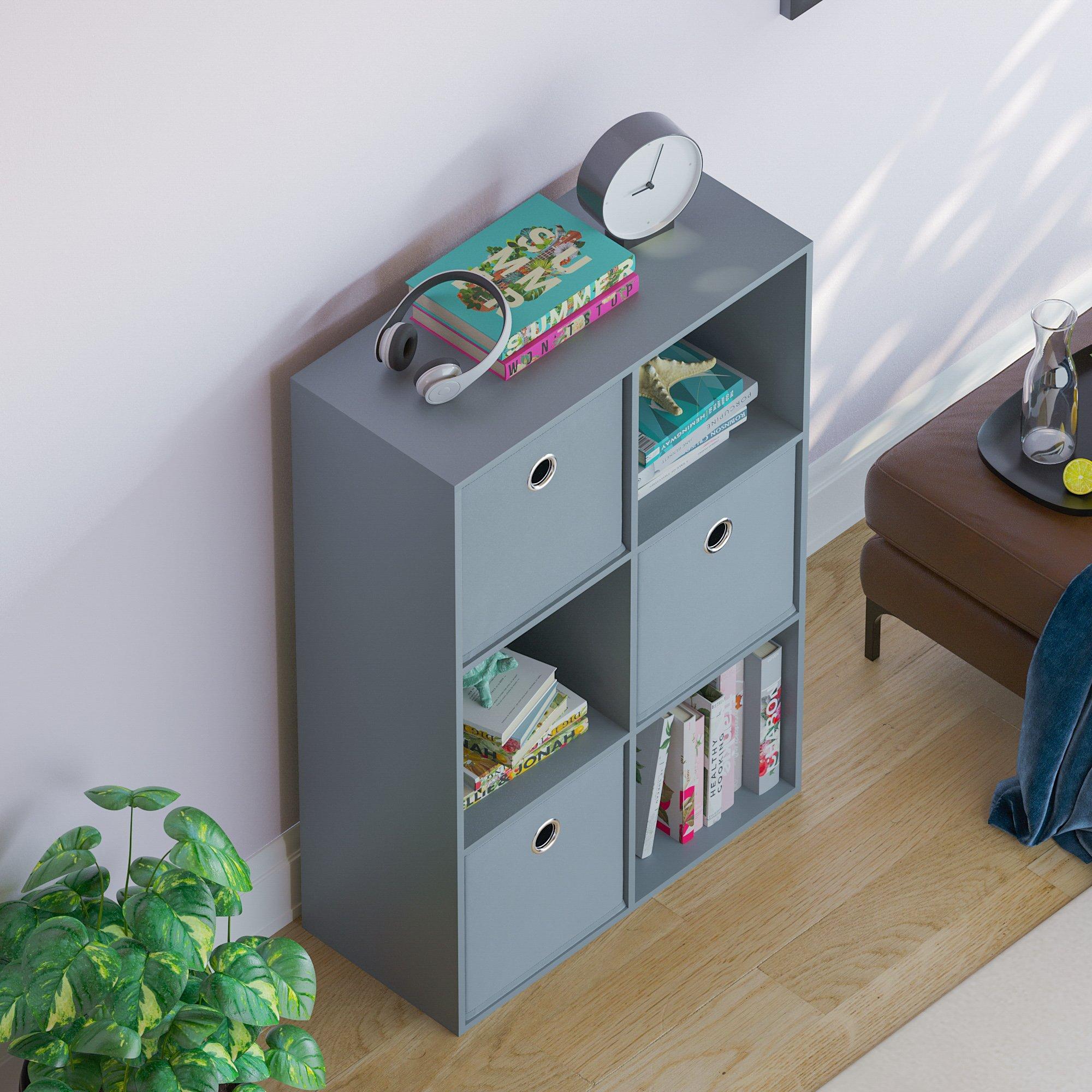 Grey - Lassic - 2x3 Cube Storage Unit (G) + Set of 3 Storage Cubes - 6