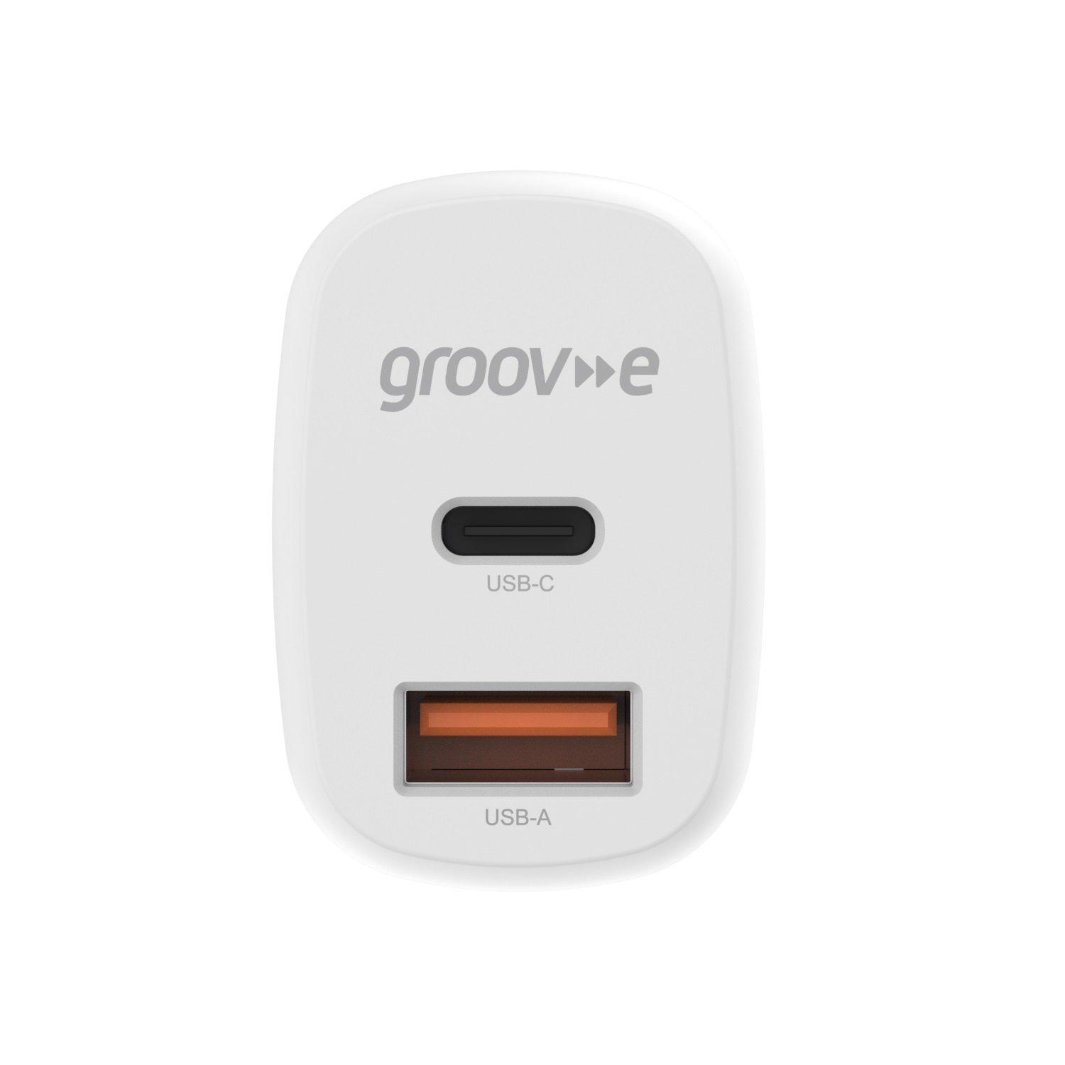 White - Groov-e - Groov-e Dual USB Charger Euro - 2 PIN EU PLUG - 1