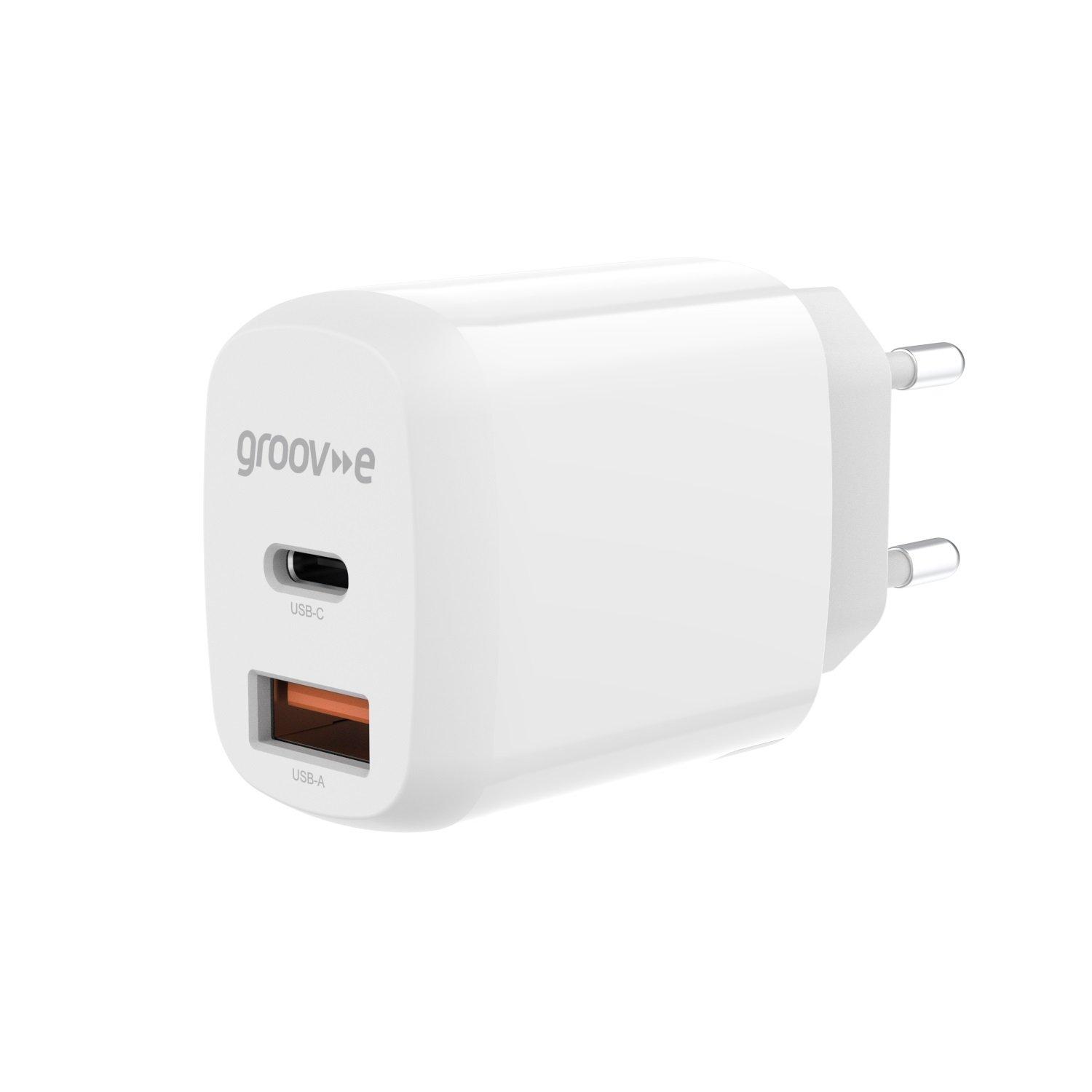 White - Groov-e - Groov-e Dual USB Charger Euro - 2 PIN EU PLUG - 3