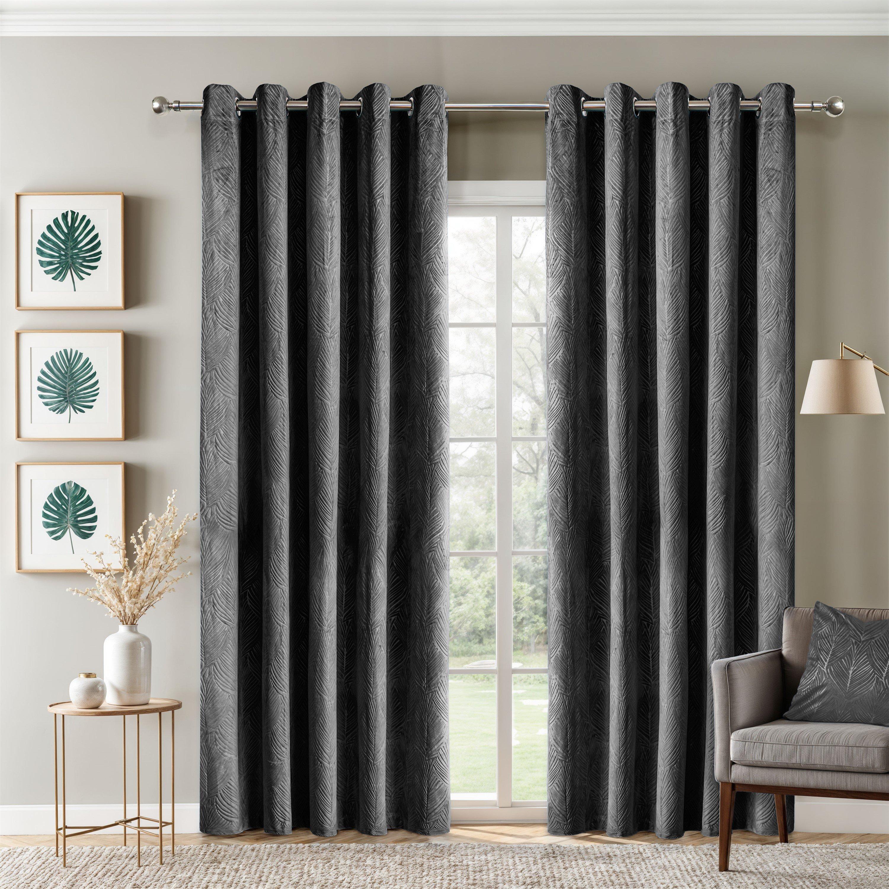 Charcoal - Emma Barclay - Blackout Curtains Thermal Velvet Eyelet Twilight - 2