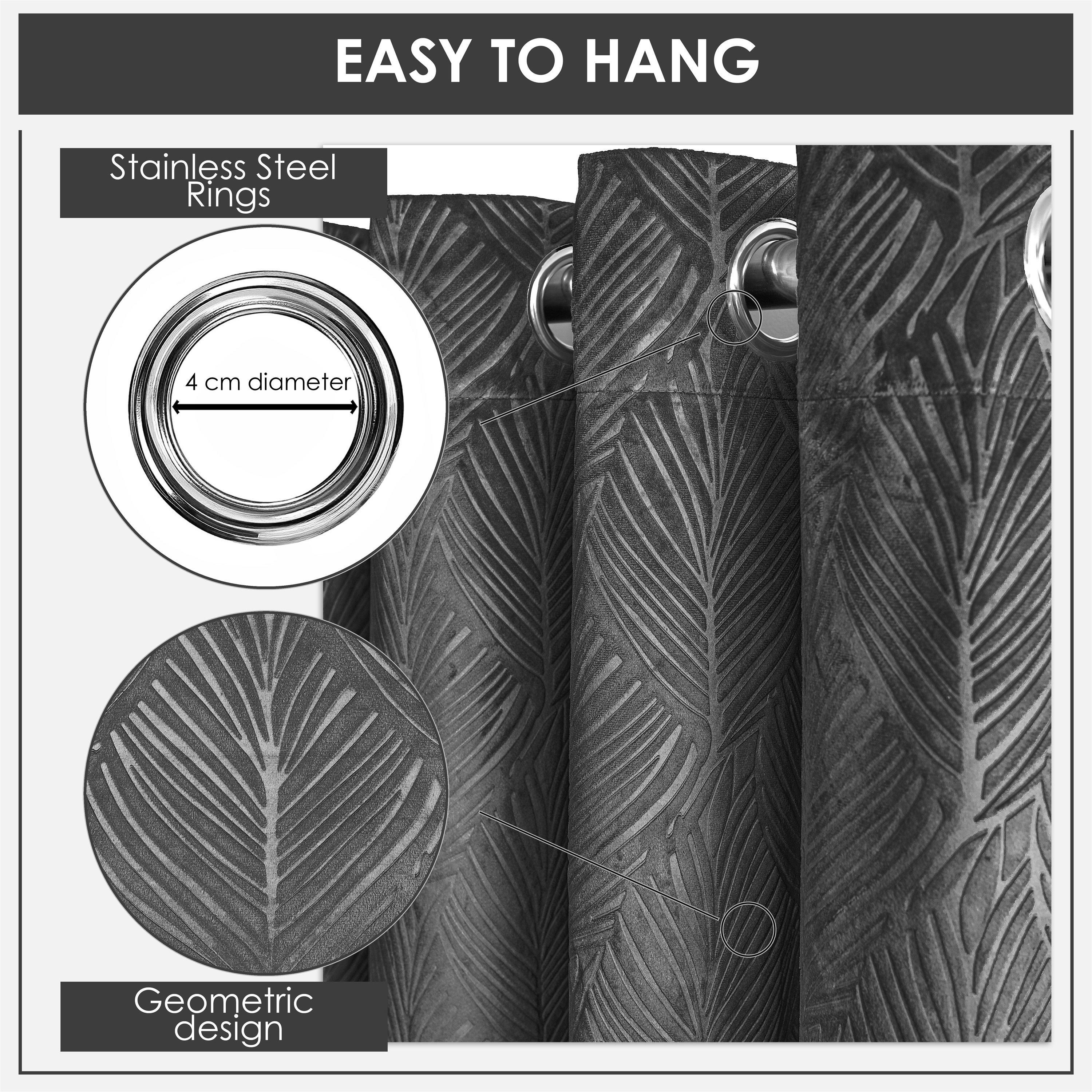 Charcoal - Emma Barclay - Blackout Curtains Thermal Velvet Eyelet Twilight - 4