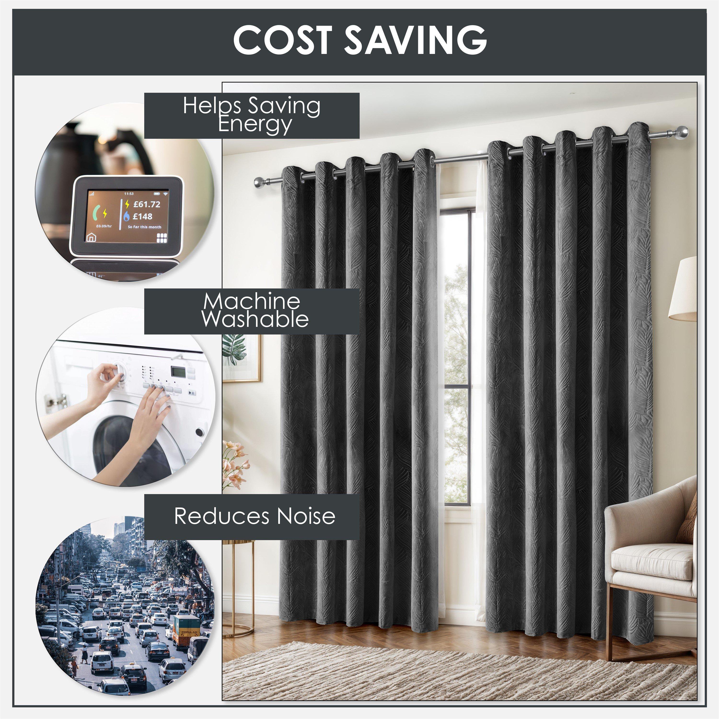 Charcoal - Emma Barclay - Blackout Curtains Thermal Velvet Eyelet Twilight - 5