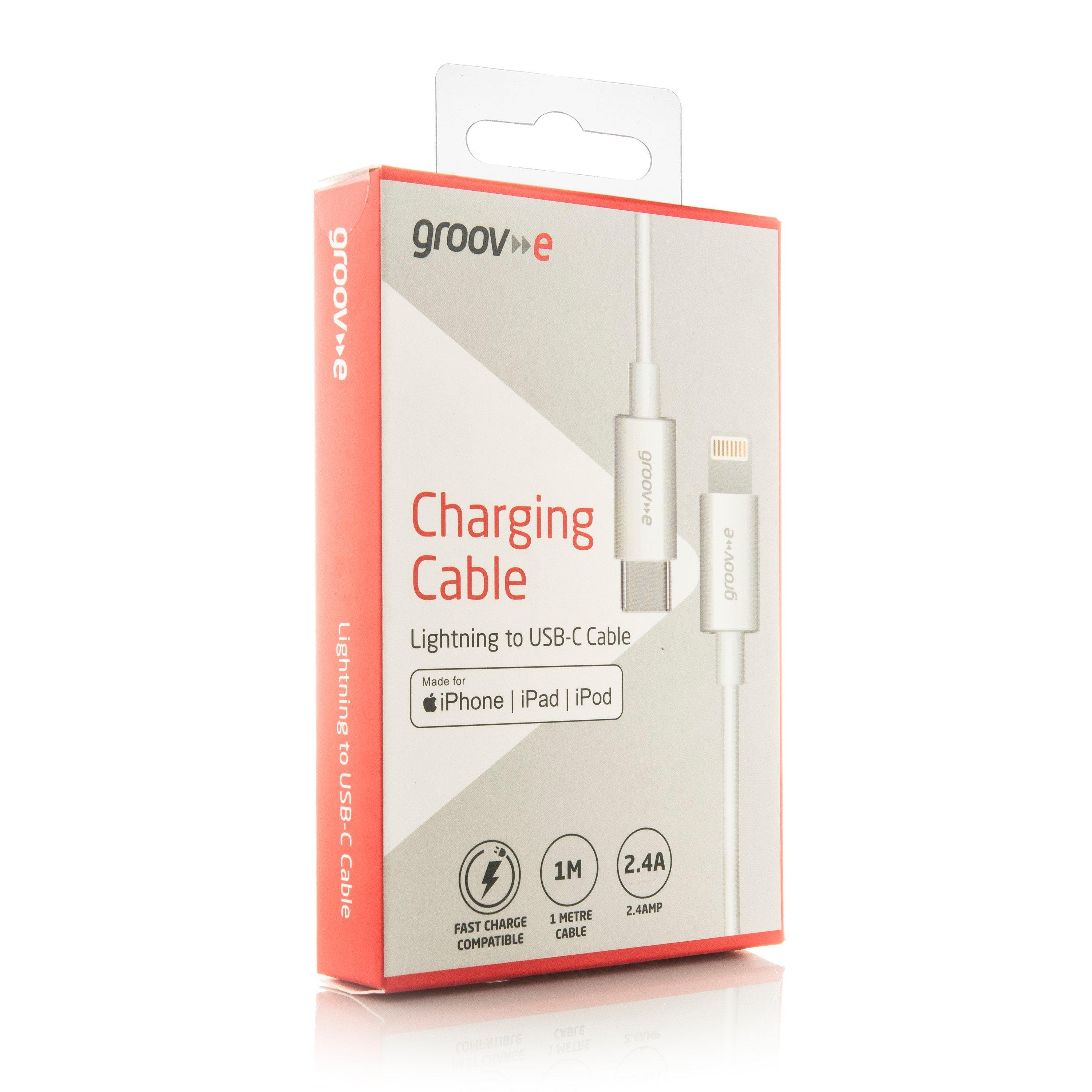 White - Groov-e - MFI Lightning to USB-C Cable - 2