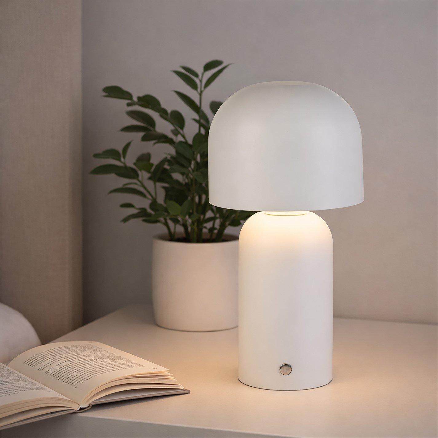 Lighting Collection Rechargeable White LED Mushroom Table Lamp