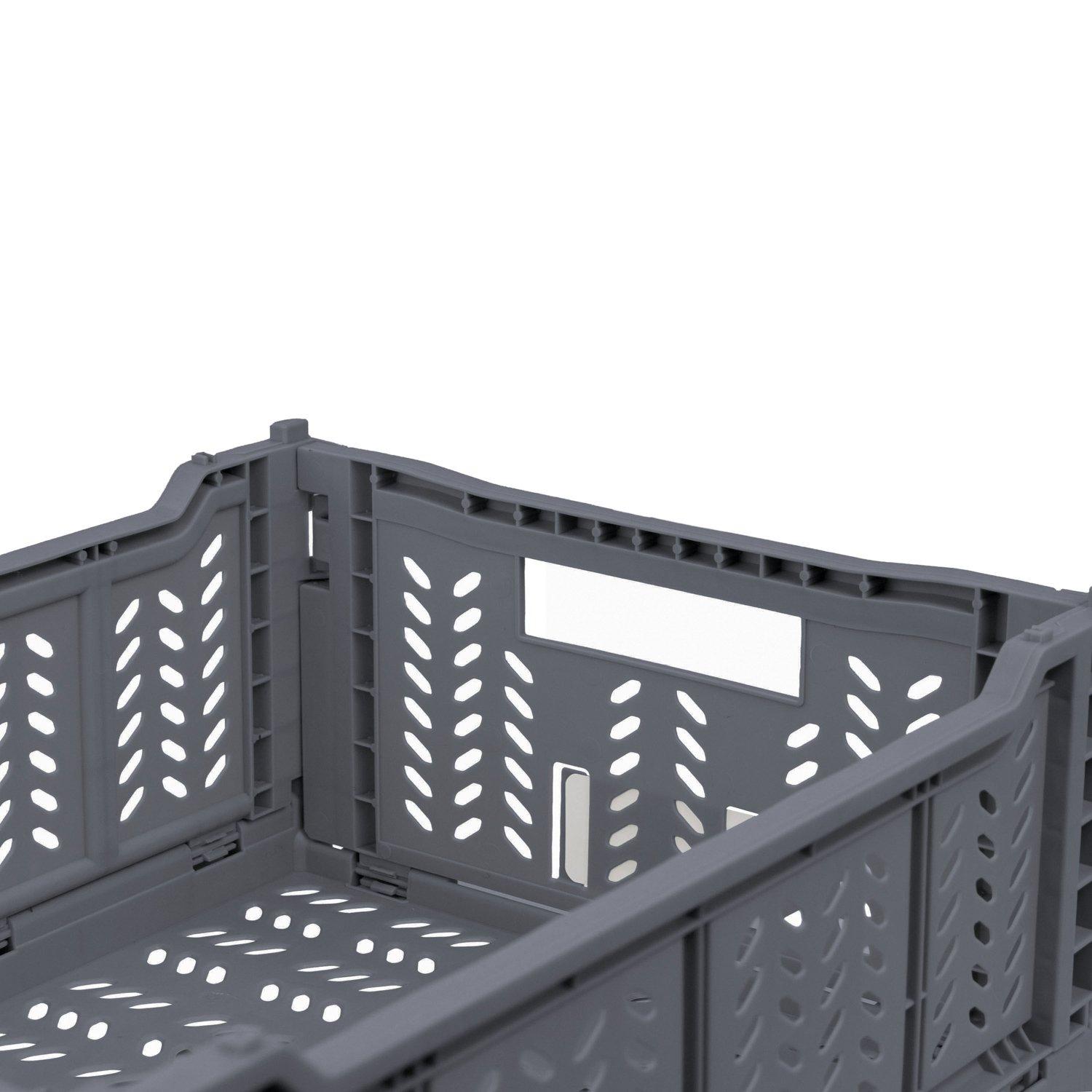 Grey - JVL - JVL STACKIT - Plastic Foldable Storage Crate - Lar - 2