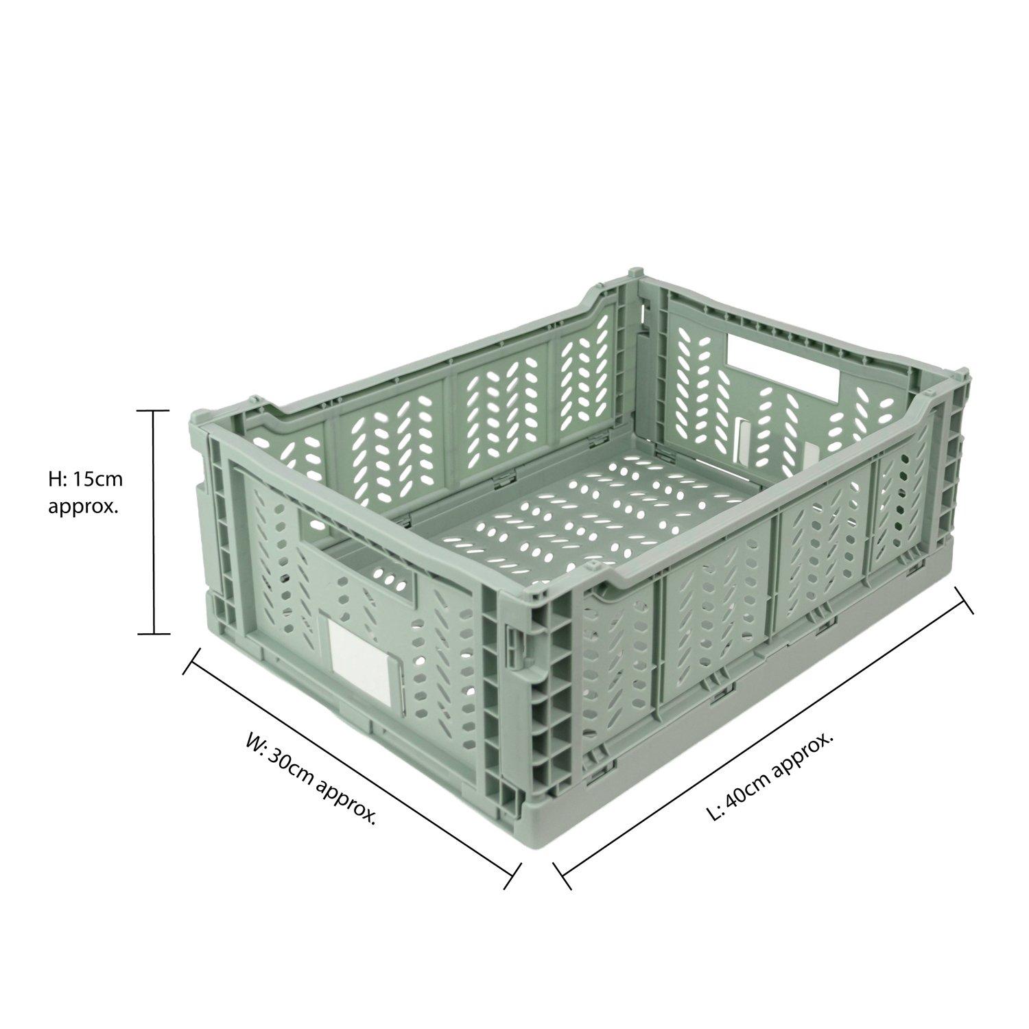 Green - JVL - JVL STACKIT - Plastic Foldable Storage Crate - Lar - 11