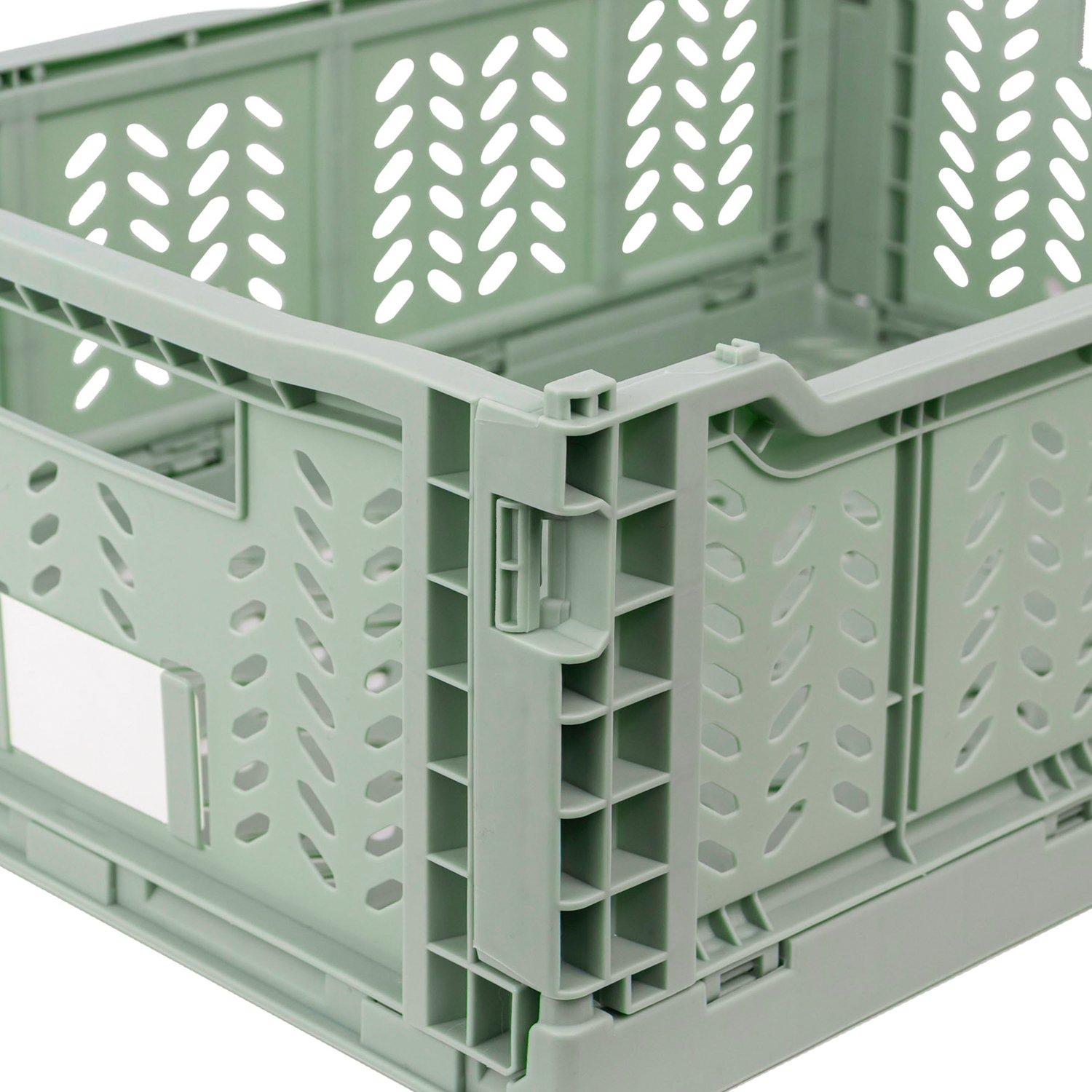 Green - JVL - JVL STACKIT - Plastic Foldable Storage Crate - Lar - 3
