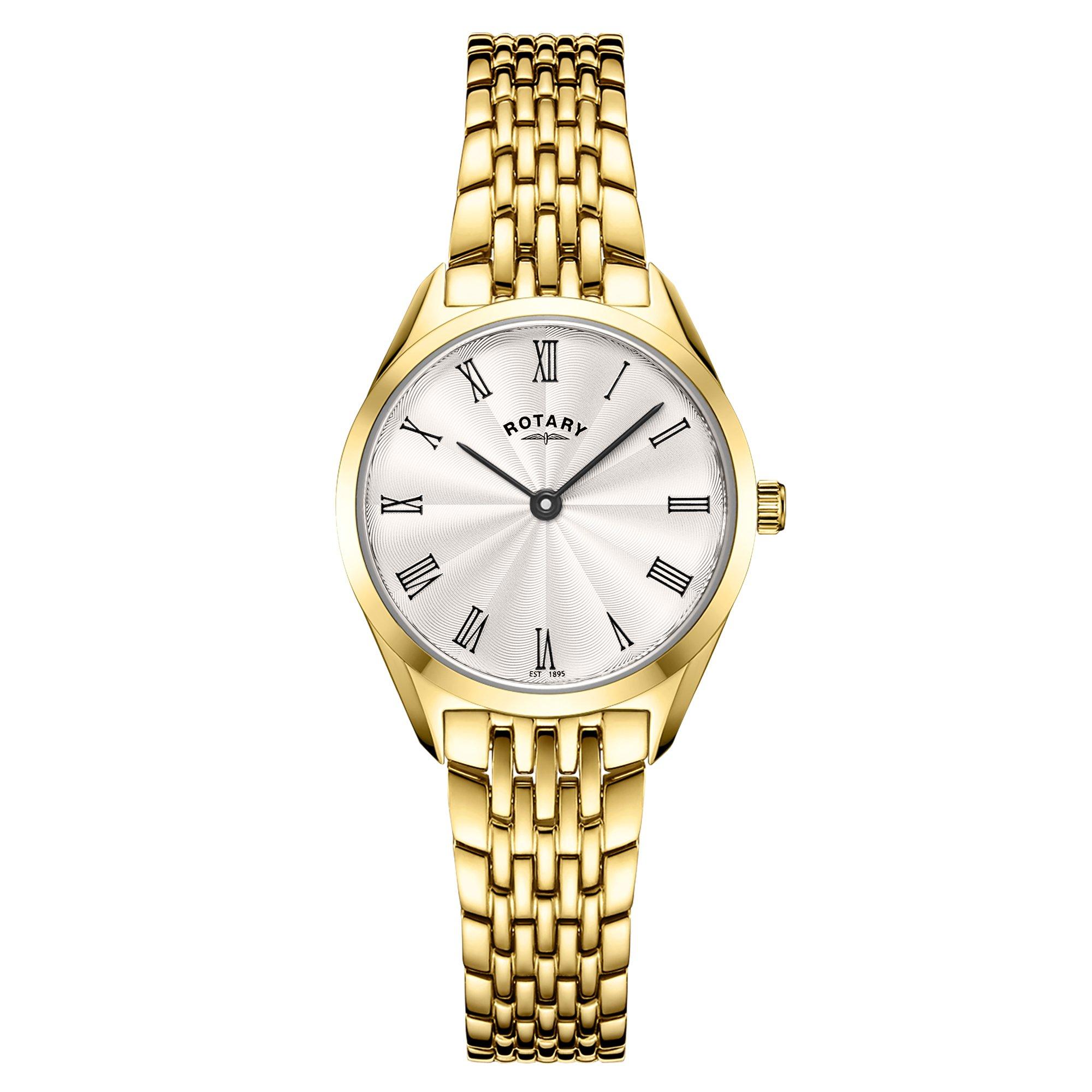 Silver & Gold - Rotary - Ladies Ultra Slim Gold SS Bracelet Watch - 1