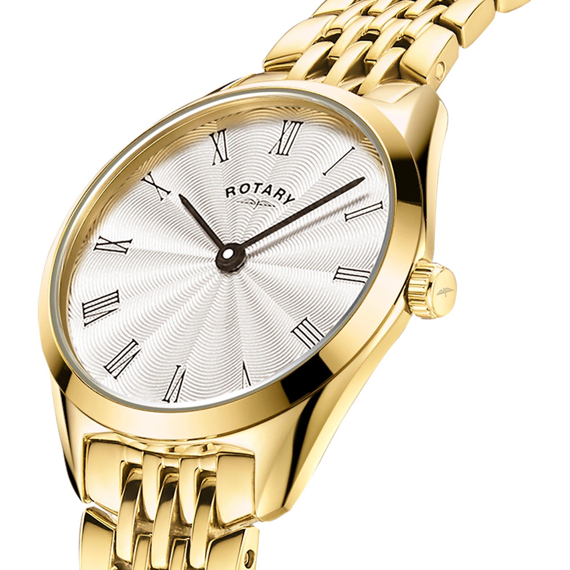 Silver & Gold - Rotary - Rotary Ladies Ultra Slim Gold SS Bracelet Watch - 2
