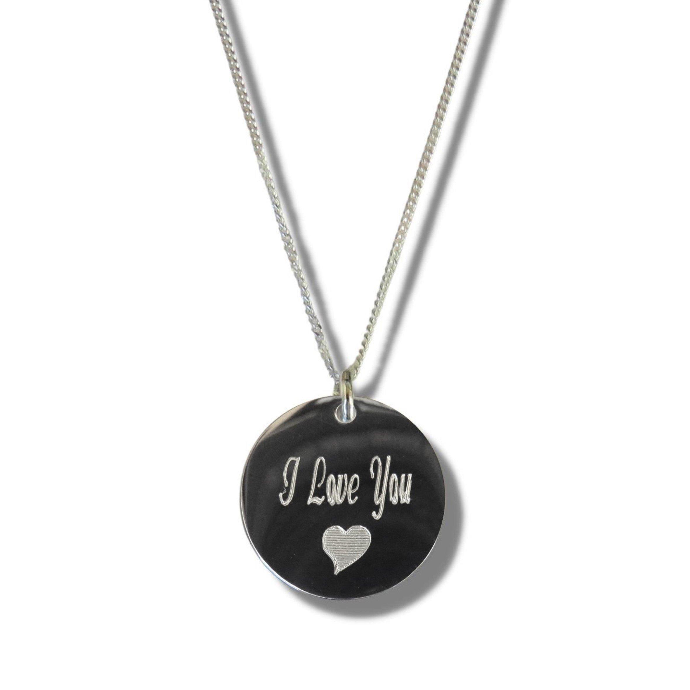 Silver - Aye Do Gifts - I Love You Disc Necklace with Heart Symbol - 1